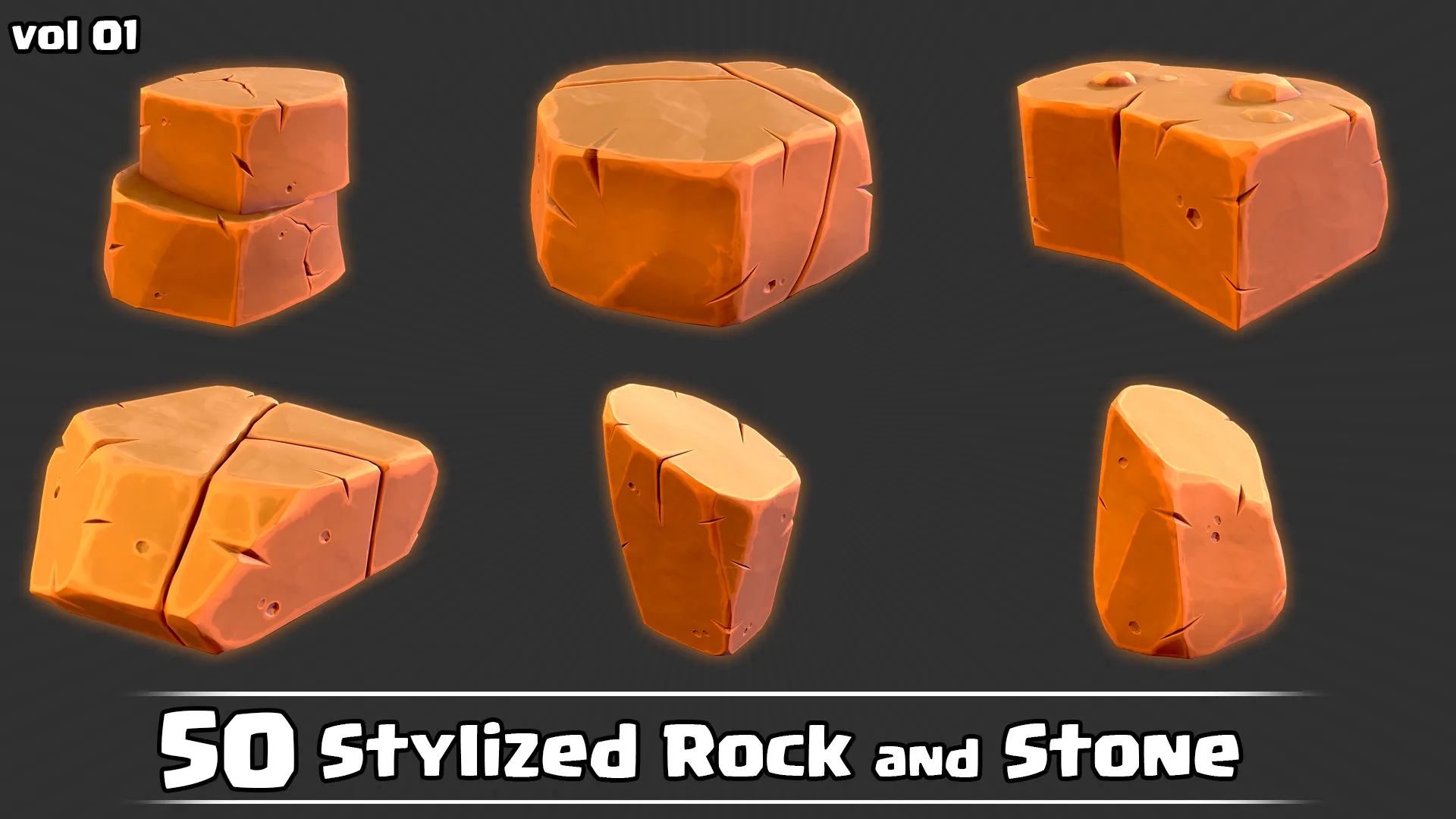 50 Stylized Rock & Stone + IMM Brush