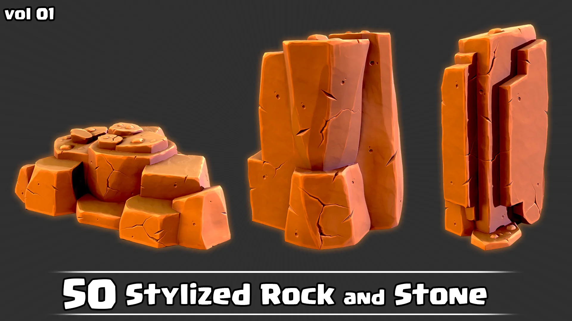 50 Stylized Rock & Stone + IMM Brush