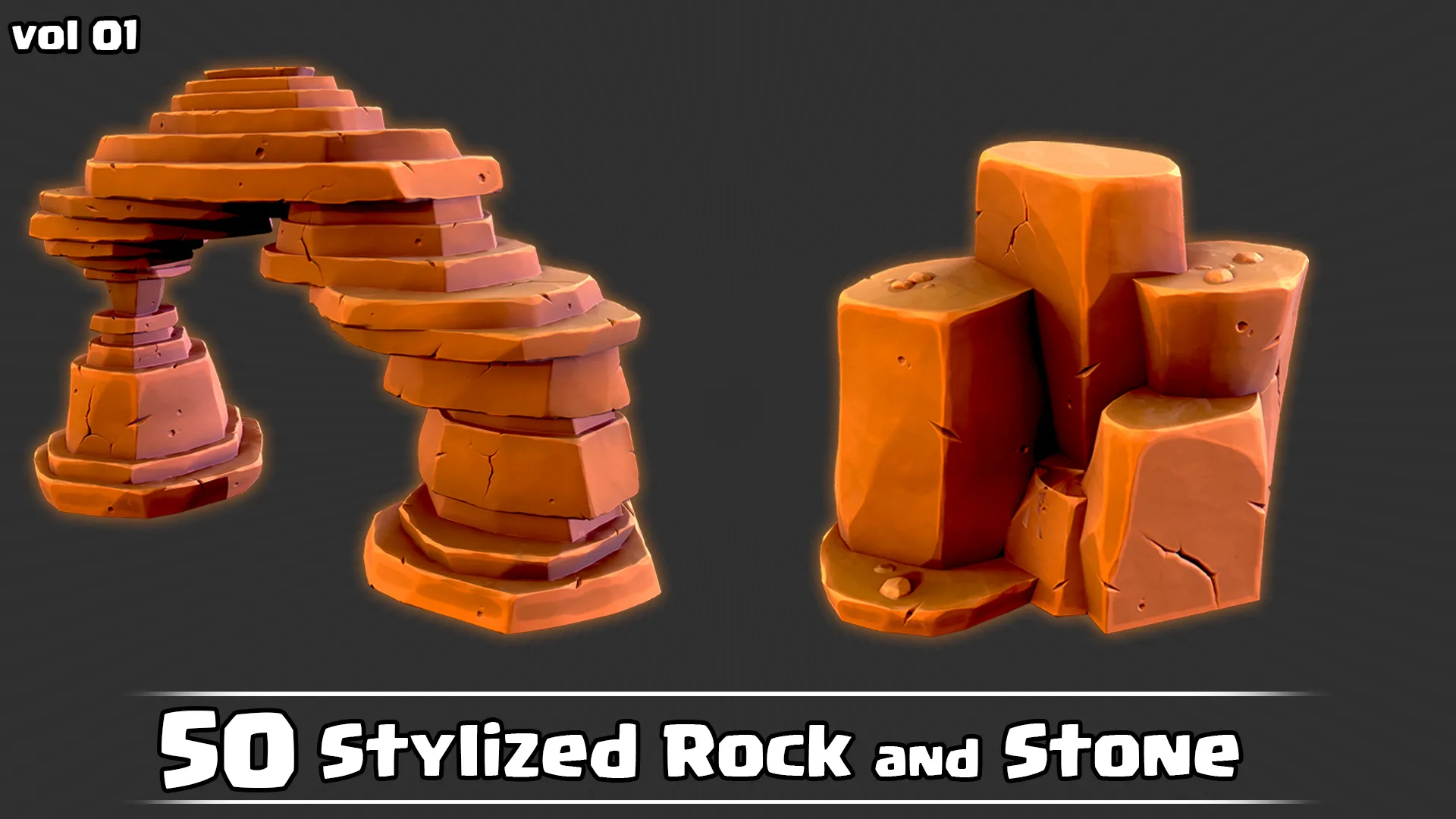 50 Stylized Rock & Stone + IMM Brush