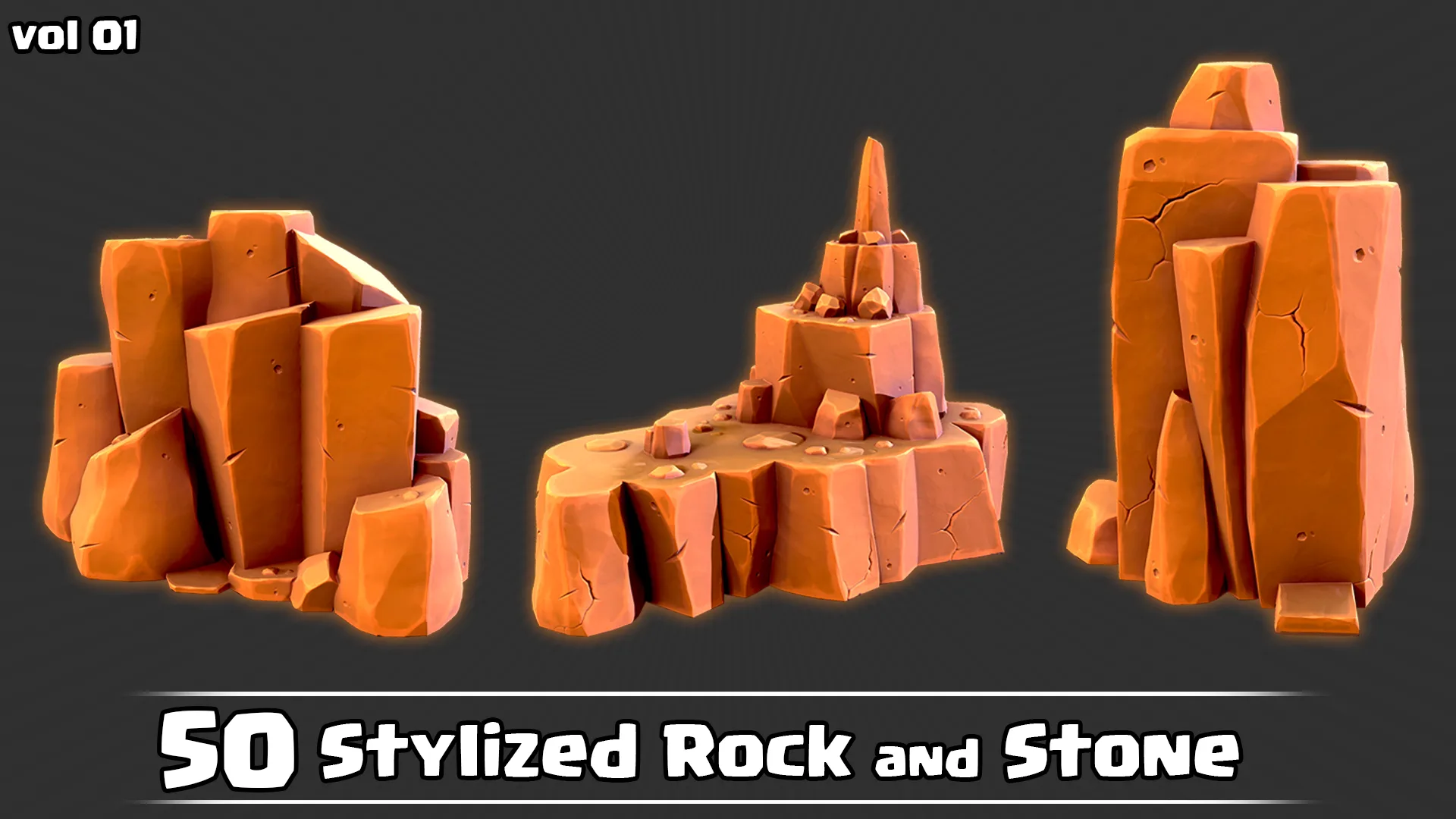 50 Stylized Rock & Stone + IMM Brush