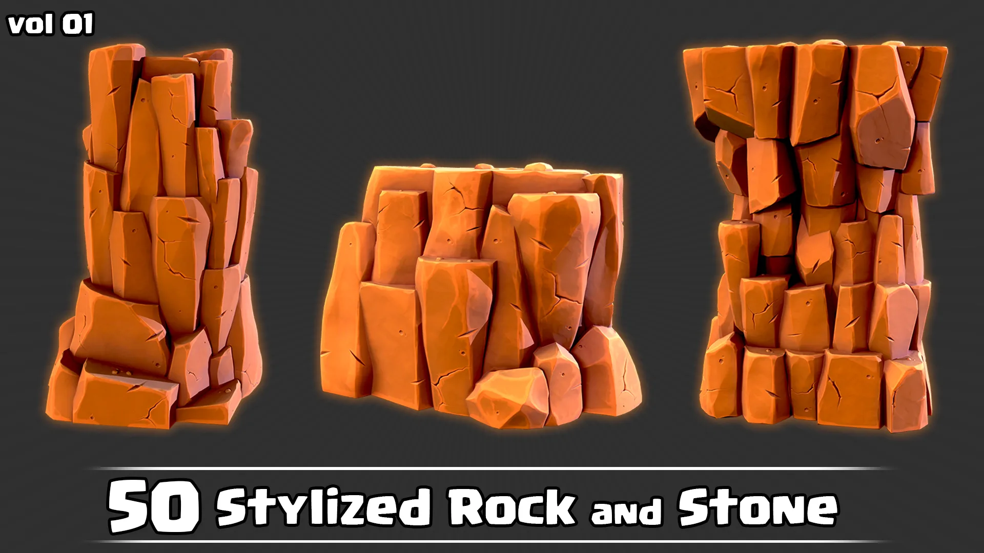 50 Stylized Rock & Stone + IMM Brush