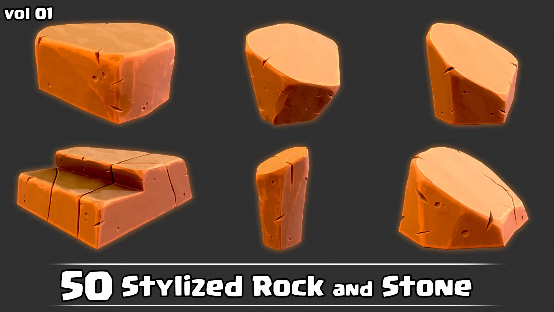 50 Stylized Rock & Stone + IMM Brush