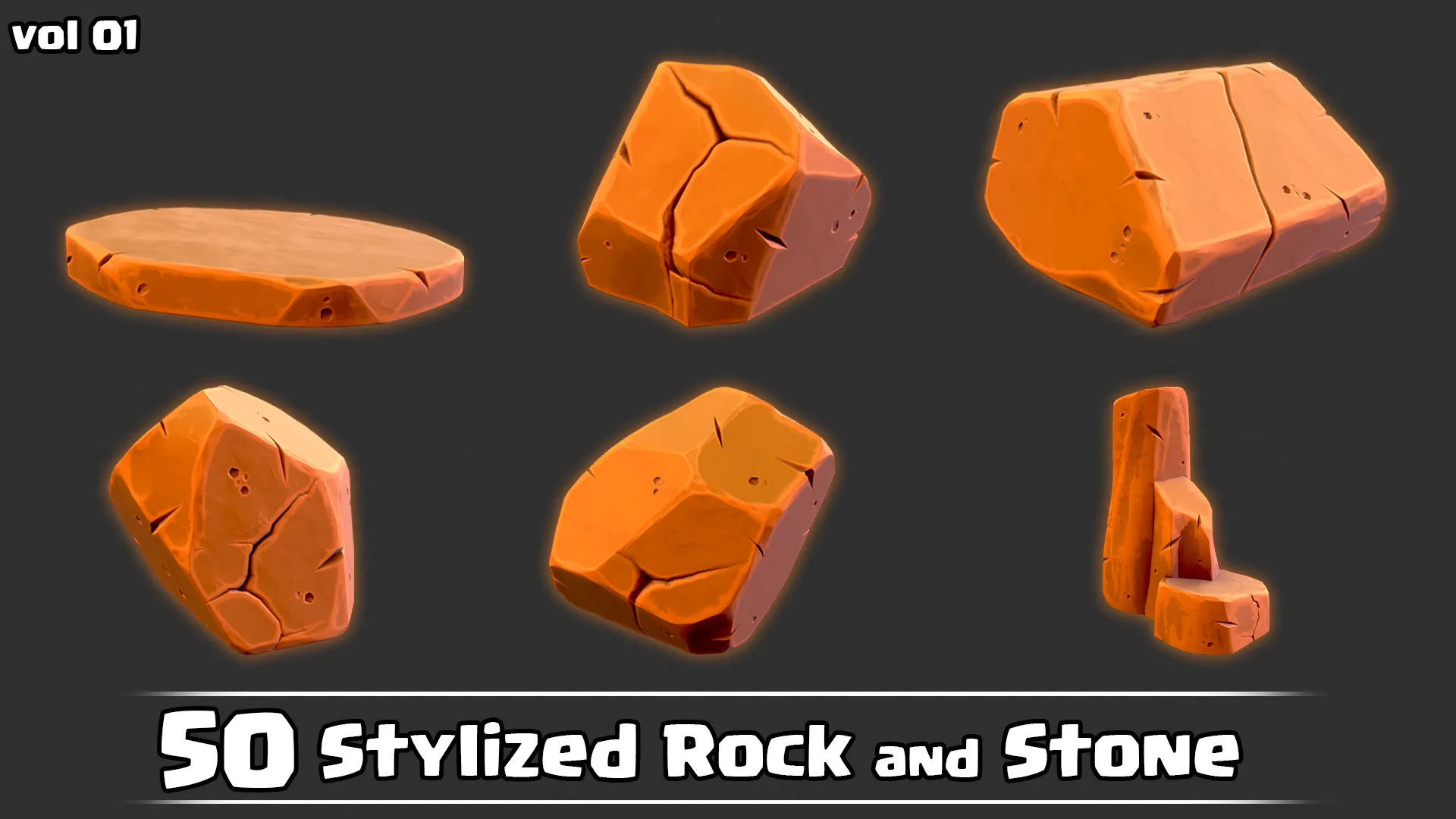 50 Stylized Rock & Stone + IMM Brush