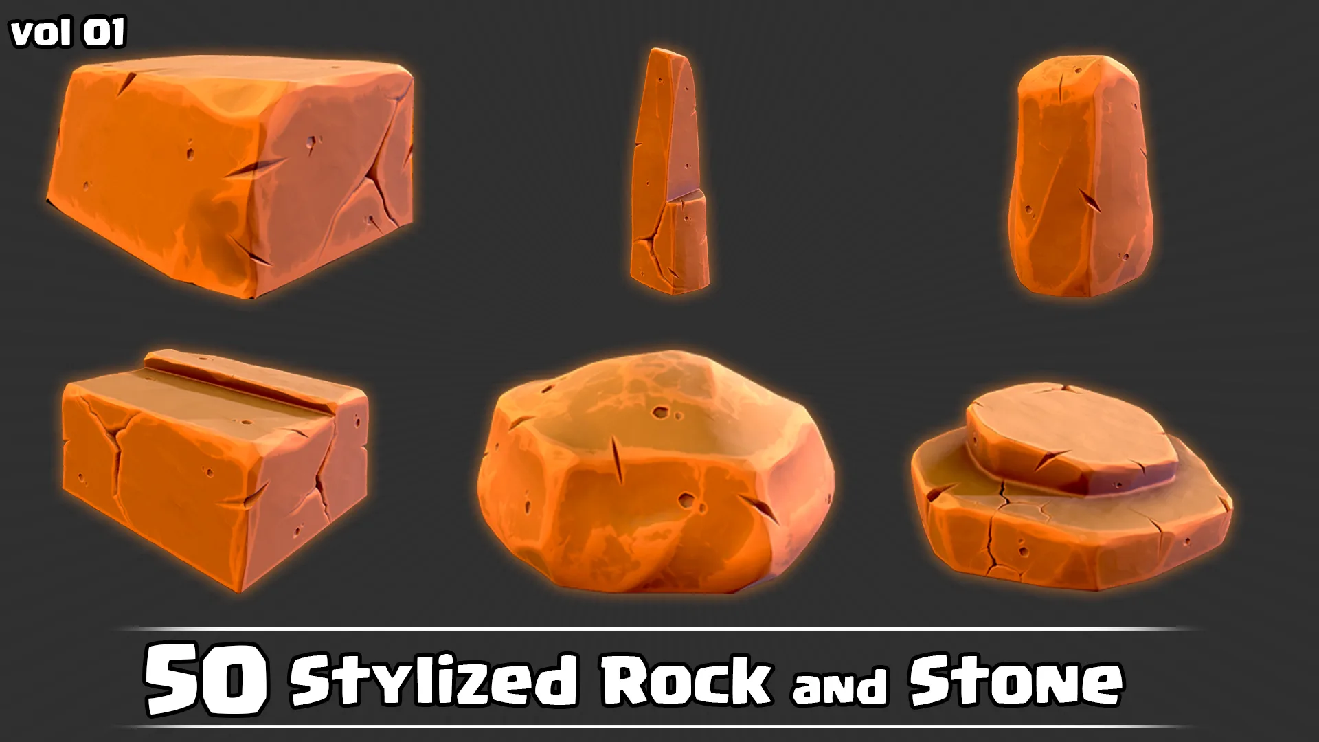 50 Stylized Rock & Stone + IMM Brush