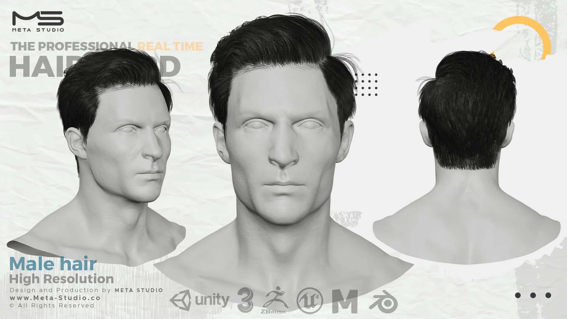 Male Hair Part 7 - Professional Realtime Hair card