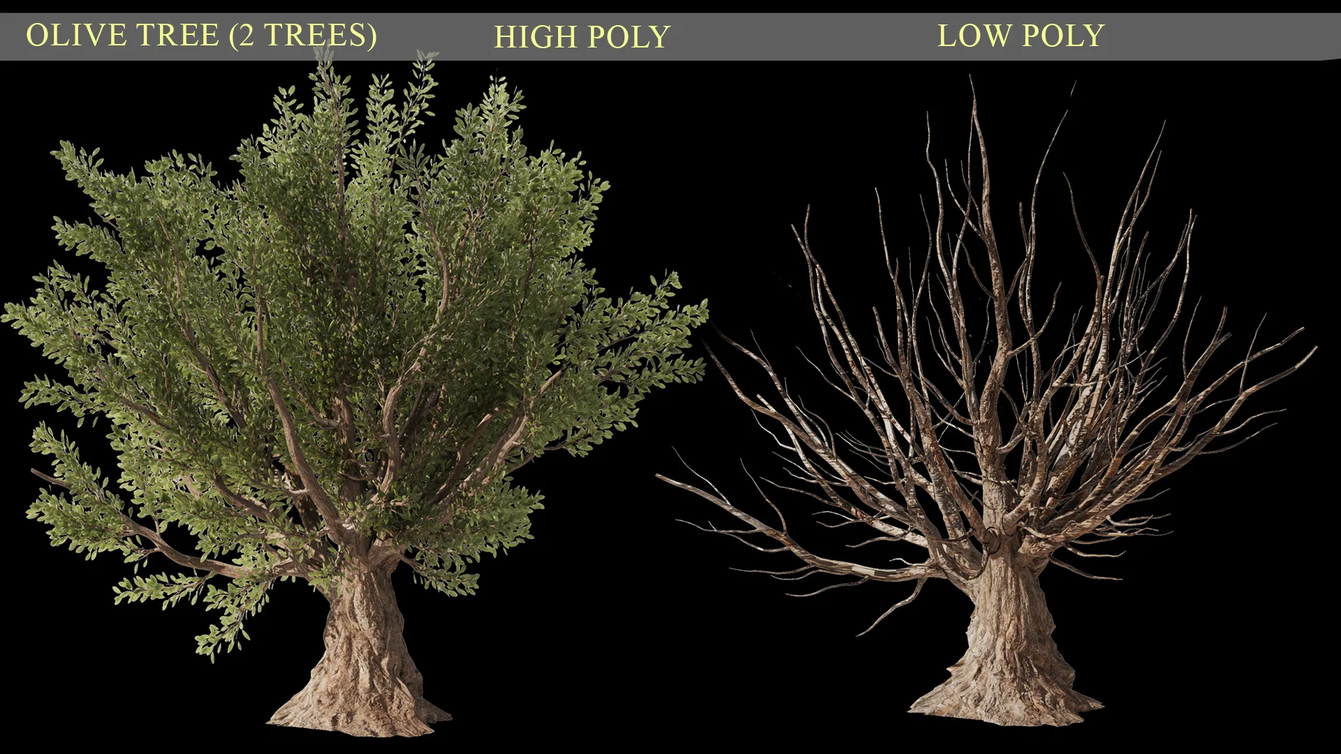 Olive Tree Set4 (2 diffrent trees+13 diffirent format Files) (3DsMax+FBX+STL+OBJ+TEXTURES)