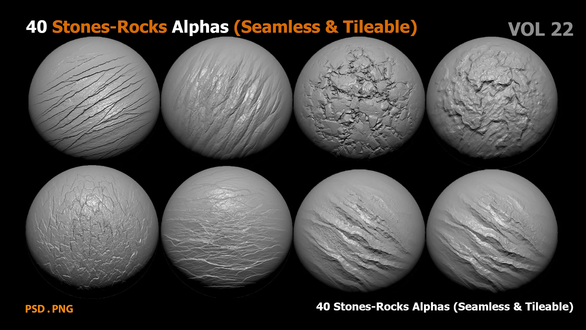 40 Stones-Rocks Alphas (Seamless & Tileable)