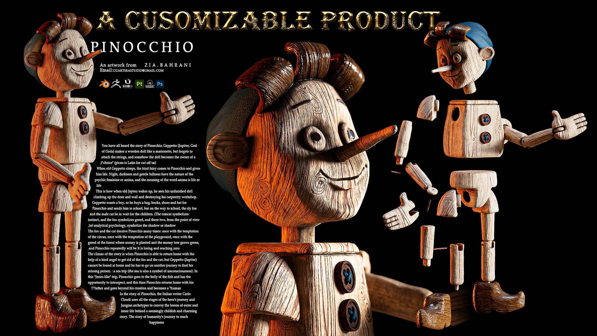 PINOCCHIO WITH 10 WOOD SMART MATERIALS