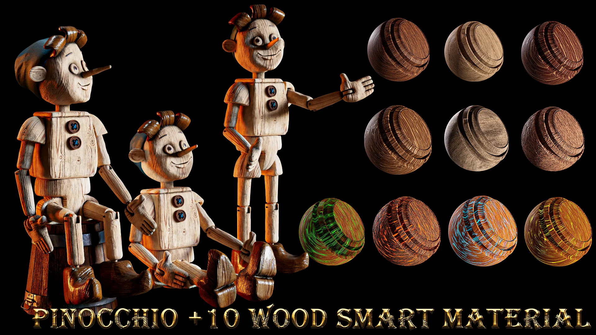 PINOCCHIO WITH 10 WOOD SMART MATERIALS