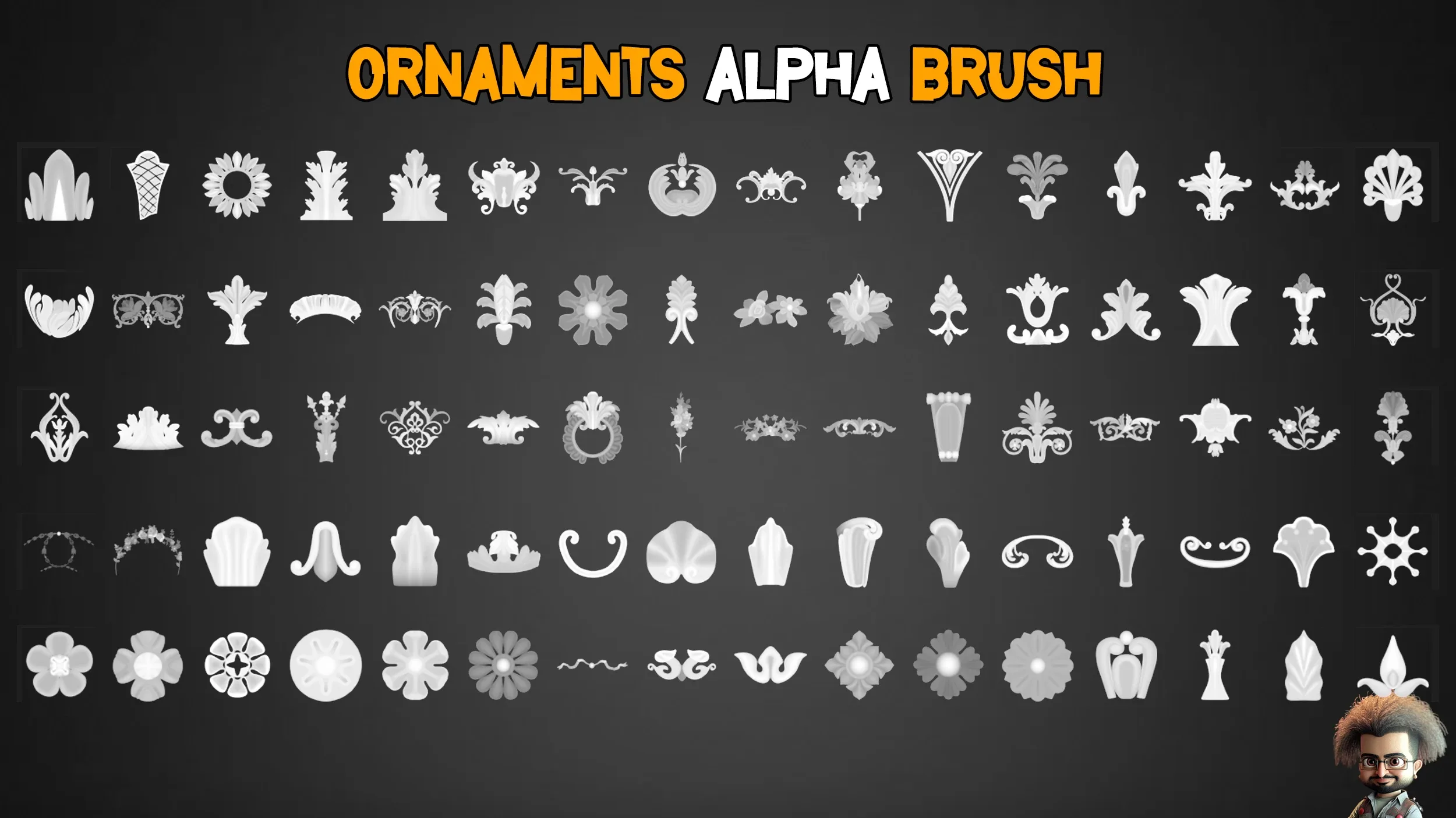 80 Flower Ornaments & 30 Rosettes 3D Model – Free Tutorials - Vol 8