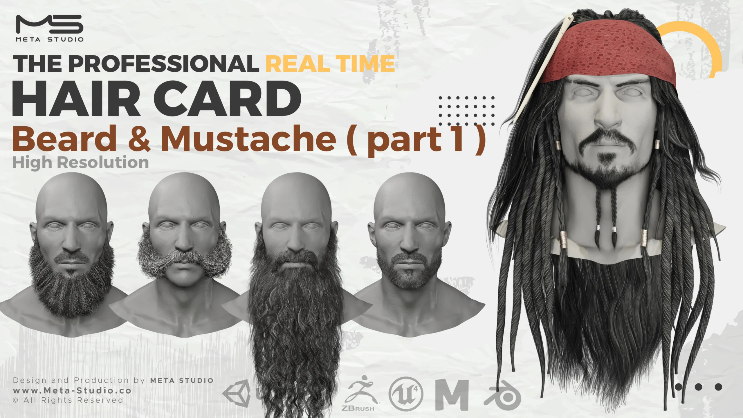 30 Beard and Mustache (Bundle) Realtime Hair card - 50% OFF for a limited time