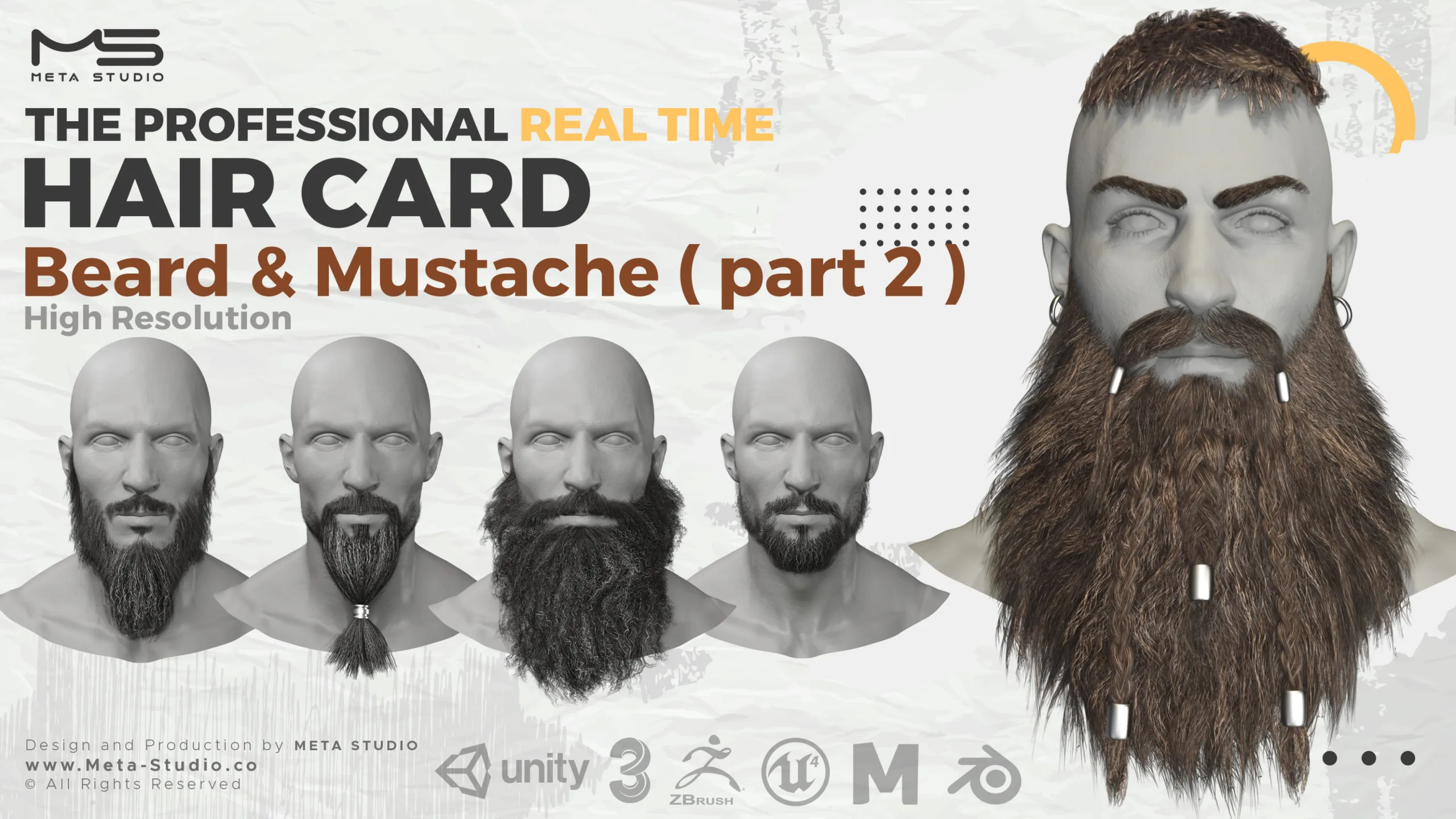 30 Beard and Mustache (Bundle) Realtime Hair card - 50% OFF for a limited time