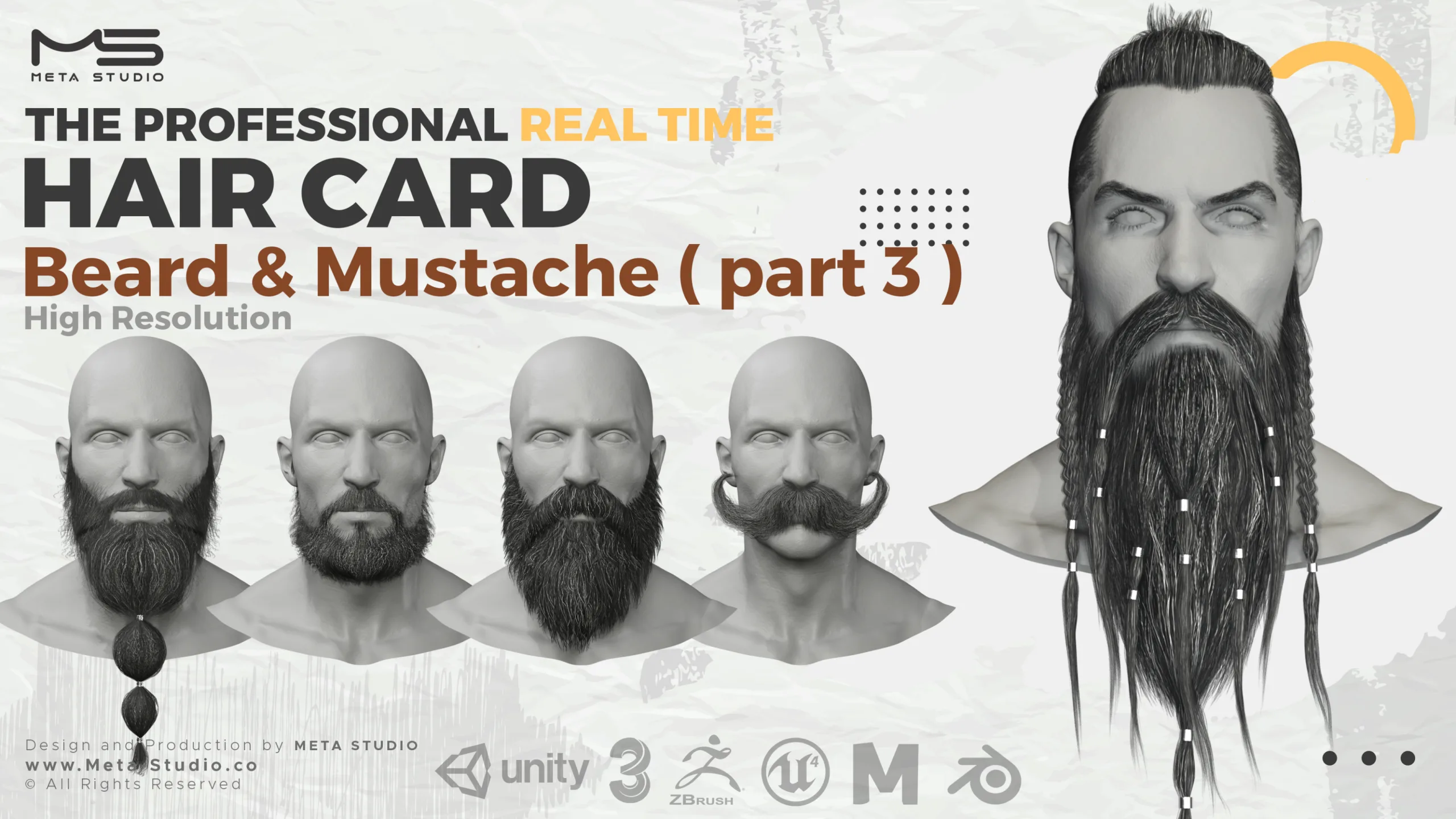 30 Beard and Mustache (Bundle) Realtime Hair card - 50% OFF for a limited time