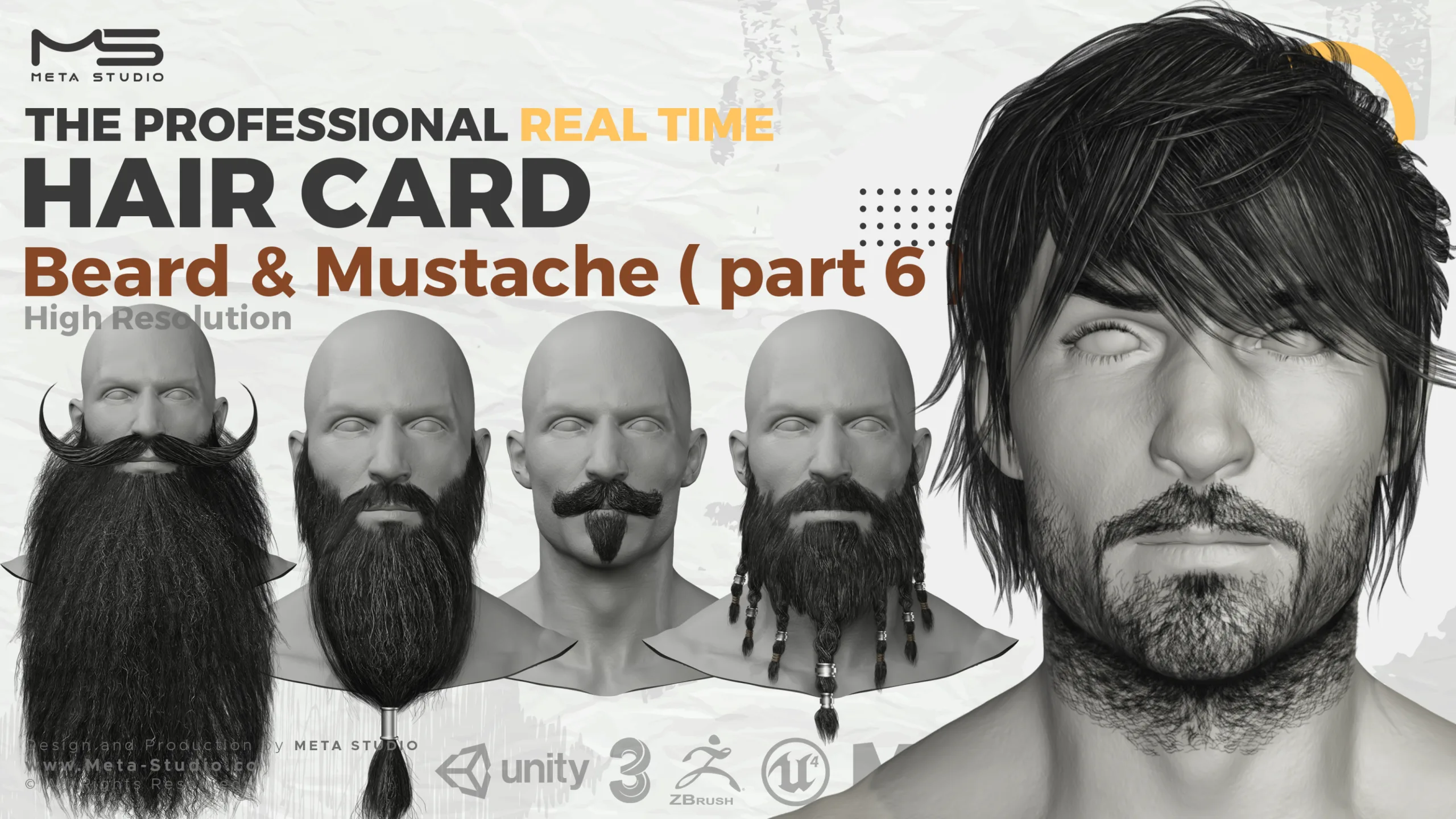 30 Beard and Mustache (Bundle) Realtime Hair card - 50% OFF for a limited time