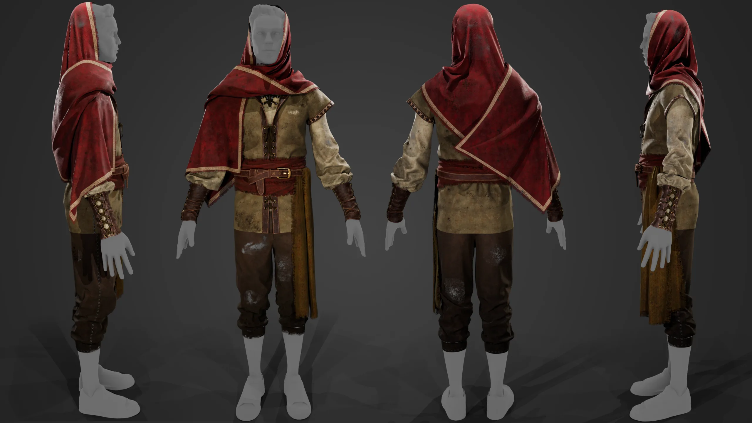 Realistic- Medieval Clothing Full Creation Process Video Tutorial ( 16 Hours ) + Project Files Vol.01