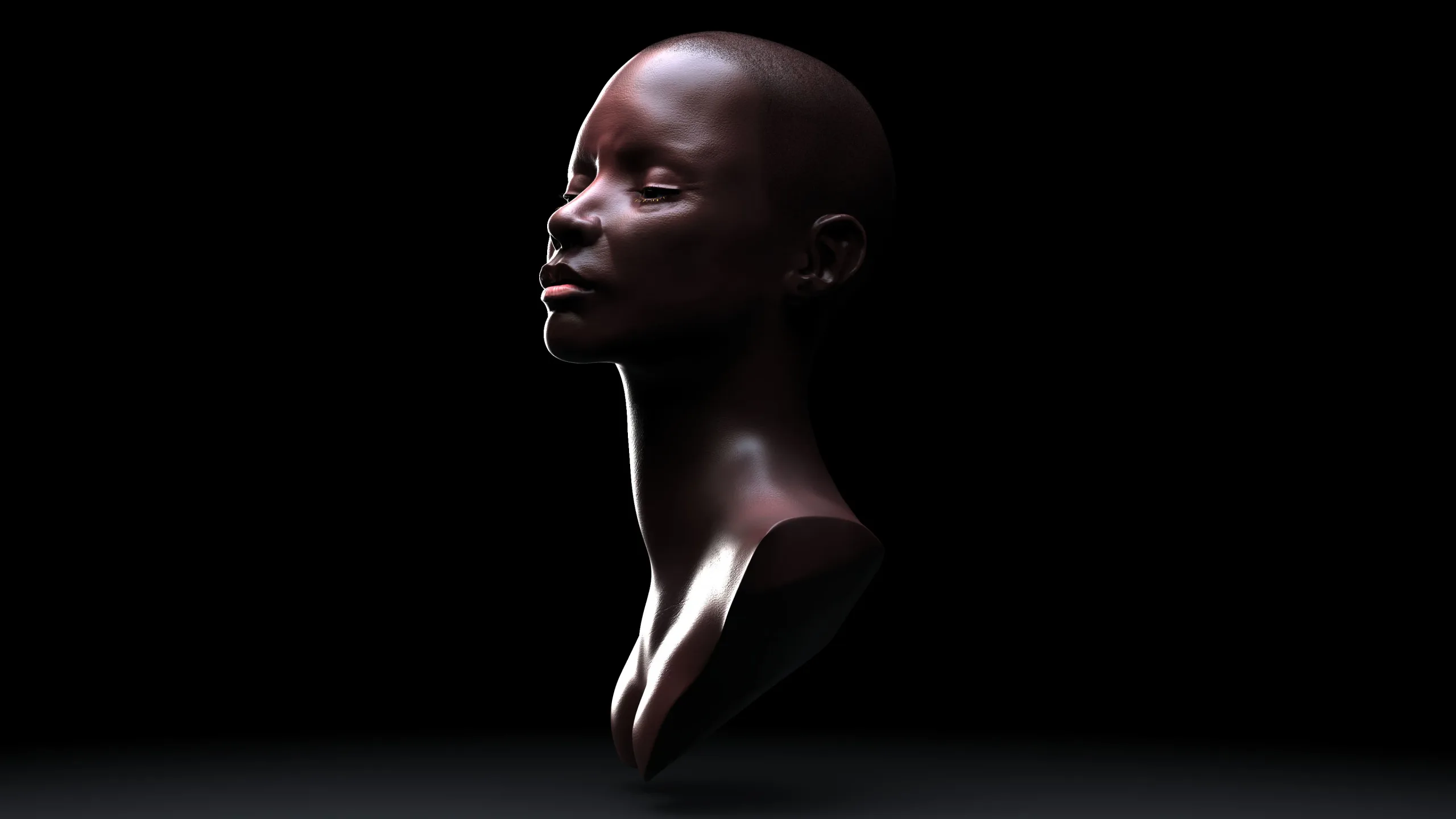 Tribal Woman Bust + Render Scene