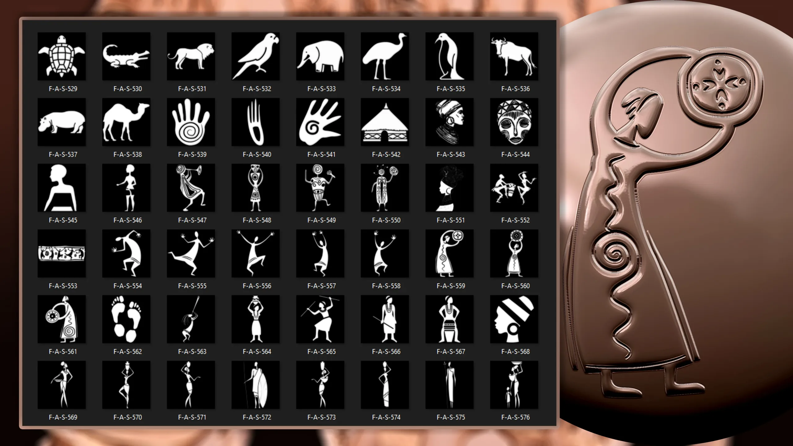 960 African symbols & elements (Alpha)