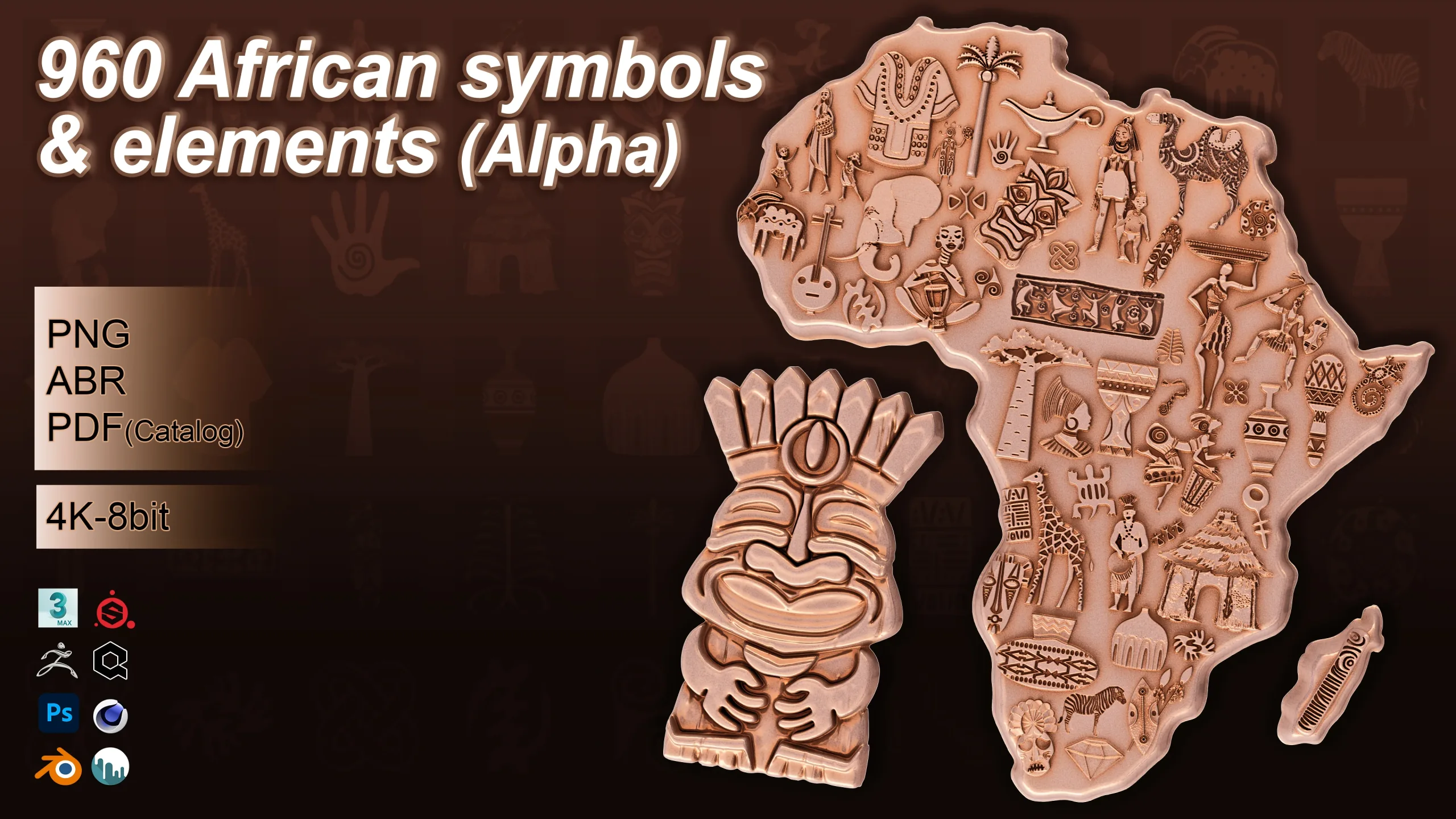 960 African symbols & elements (Alpha)