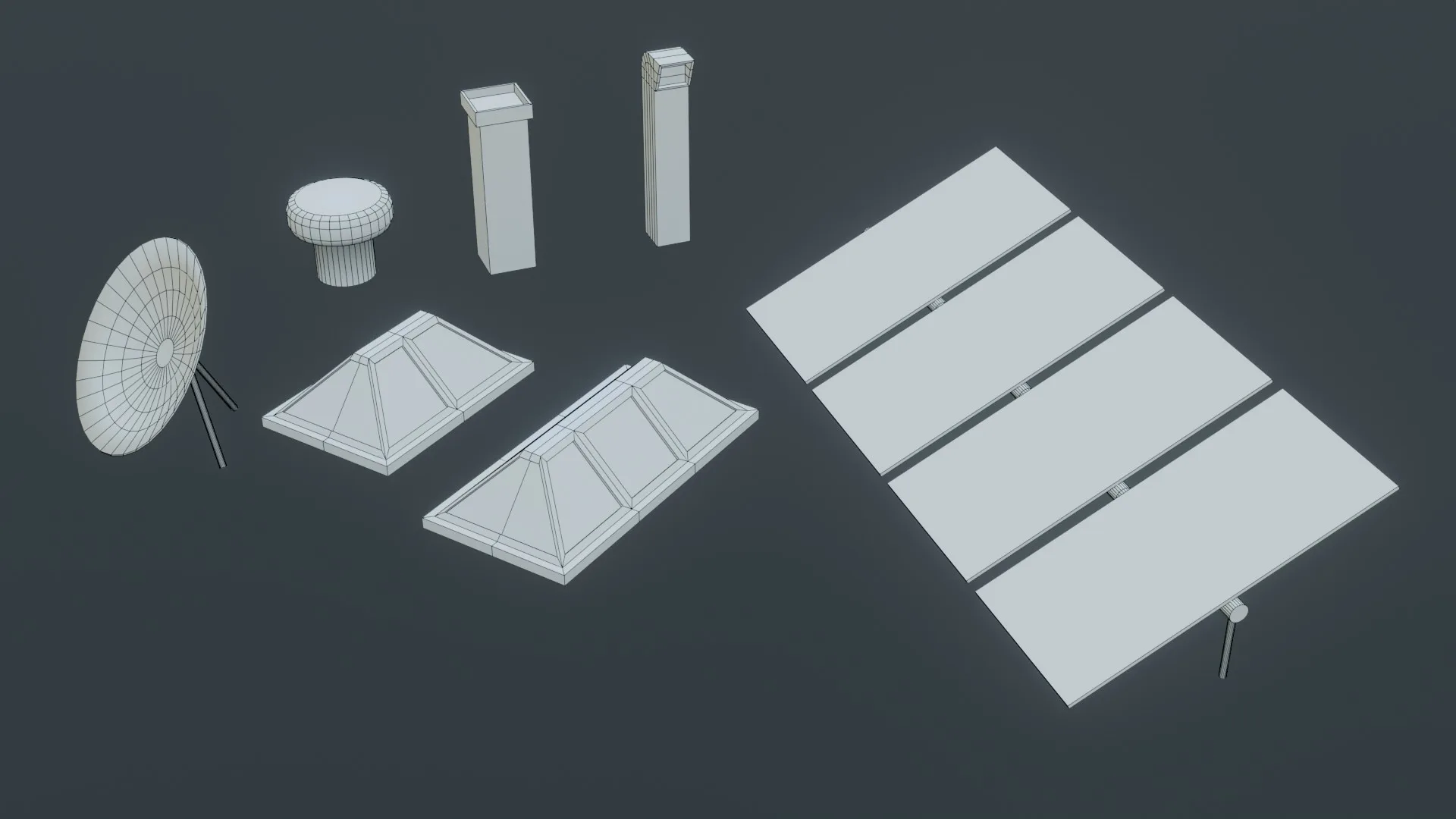 Roof top Props - Low Poly - Game Ready - PBR