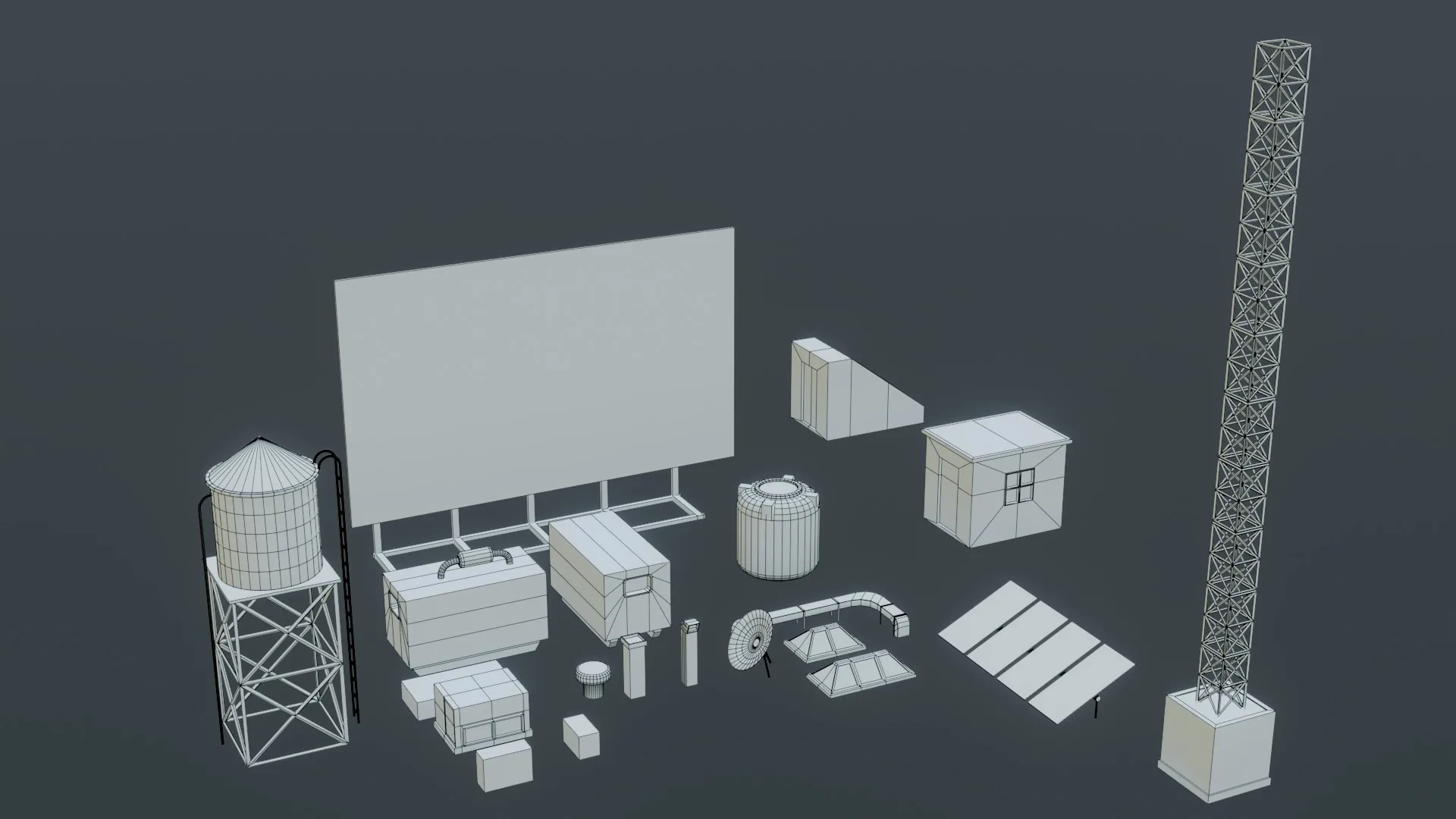 Roof top Props - Low Poly - Game Ready - PBR