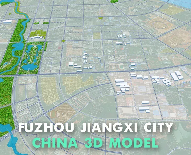 Fuzhou city Jiangxi China 3d model 25km