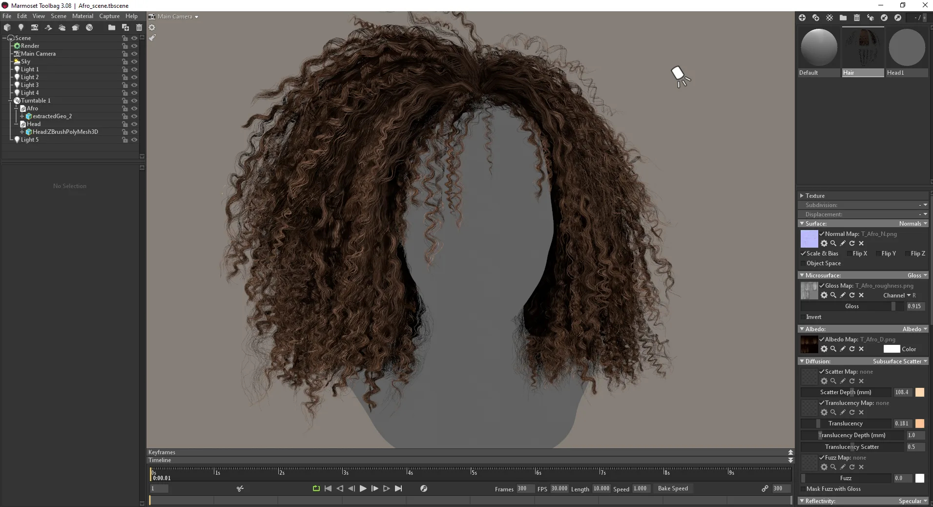 Realtime afro - Working files and marmoset scene