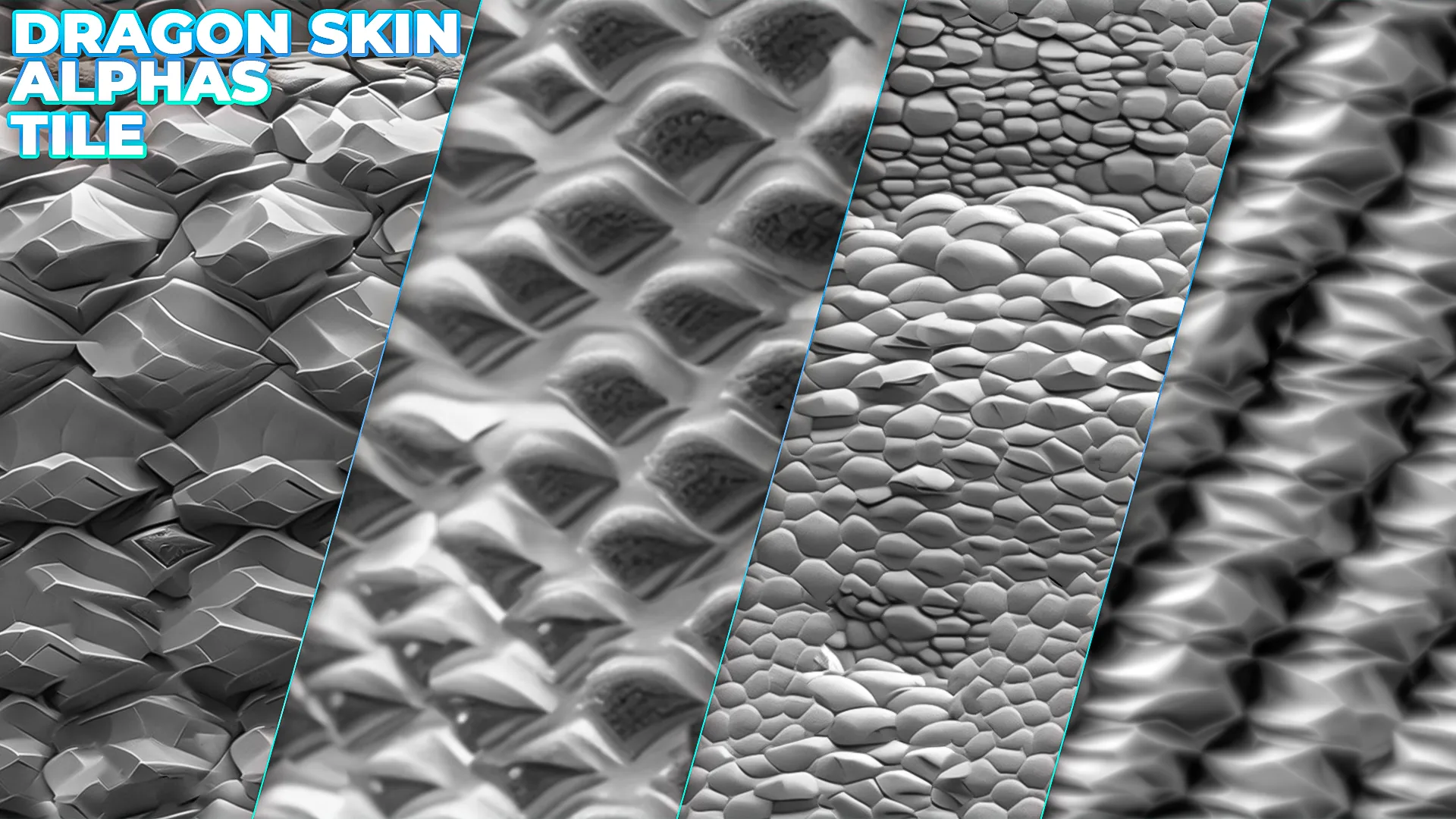 600+ Reptile, Dragon, Snake Skin Alphas for ZBrush (Displacement map) vol.3