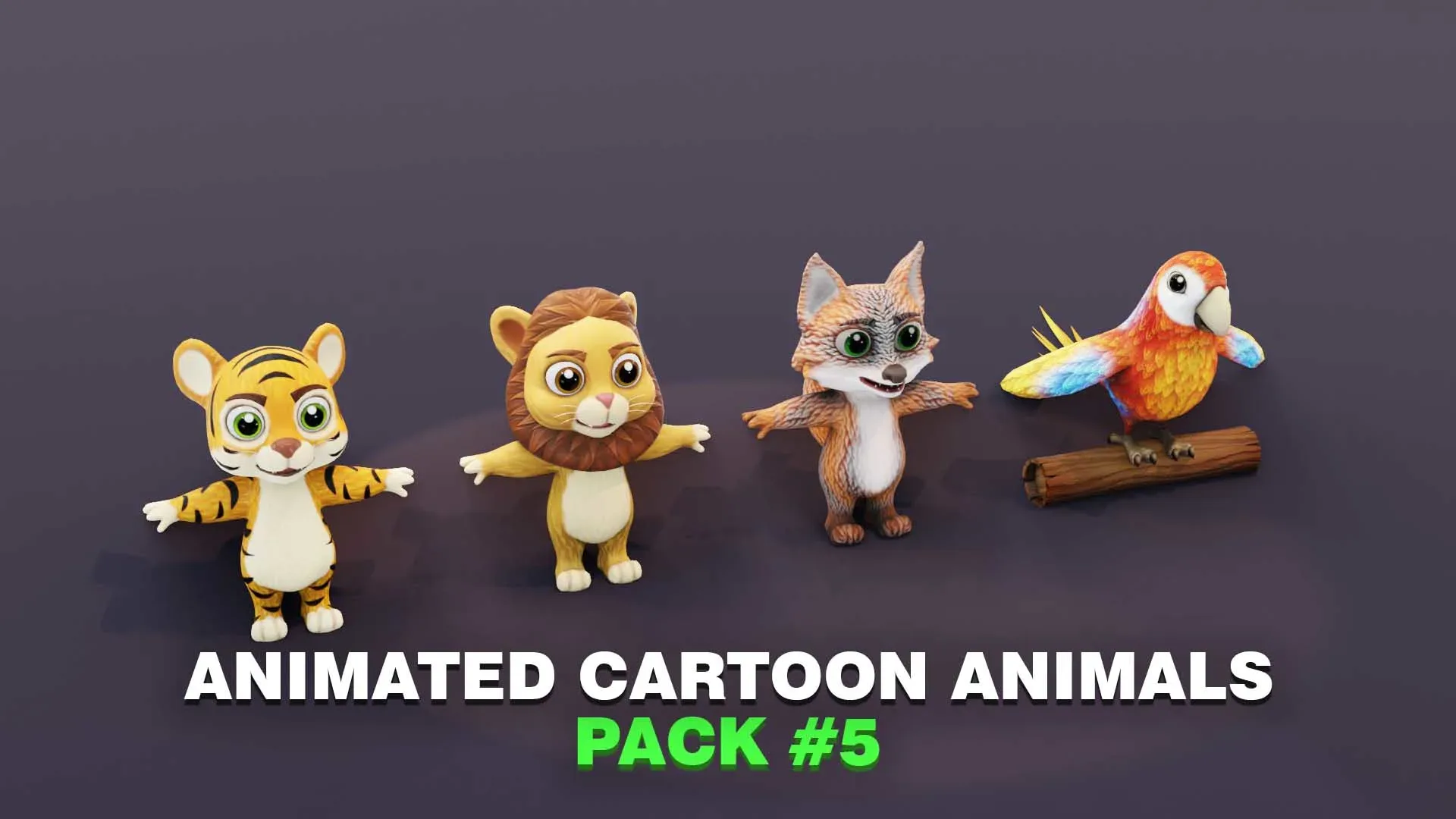 Animated Cartoon Animals 3D Models Pack #5