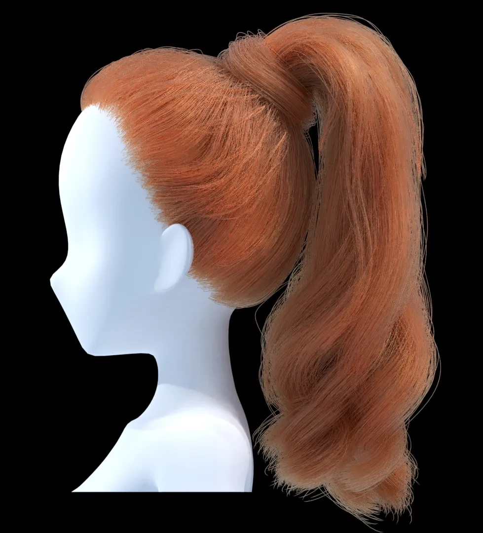 High ponytail hairstyle-blender hair particles