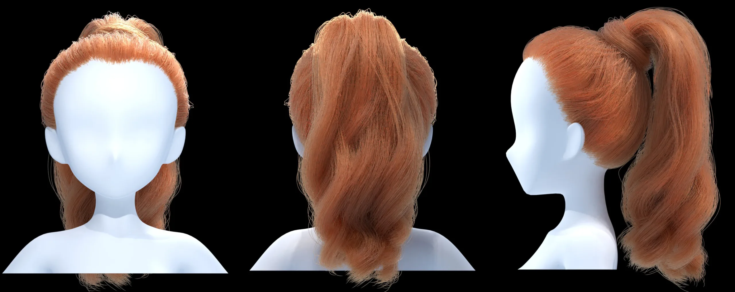 High ponytail hairstyle-blender hair particles