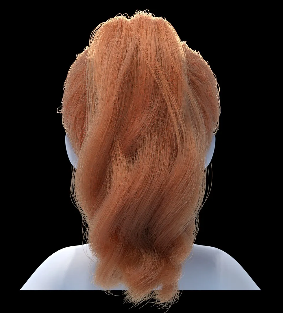 High ponytail hairstyle-blender hair particles