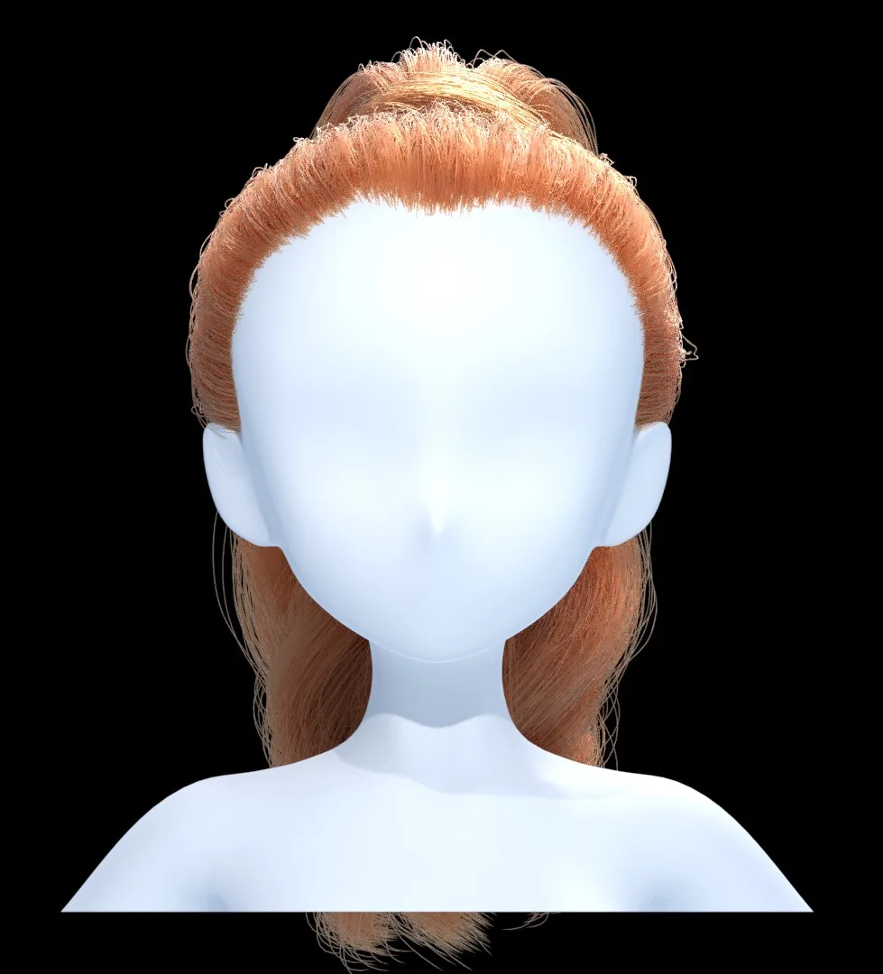 High ponytail hairstyle-blender hair particles