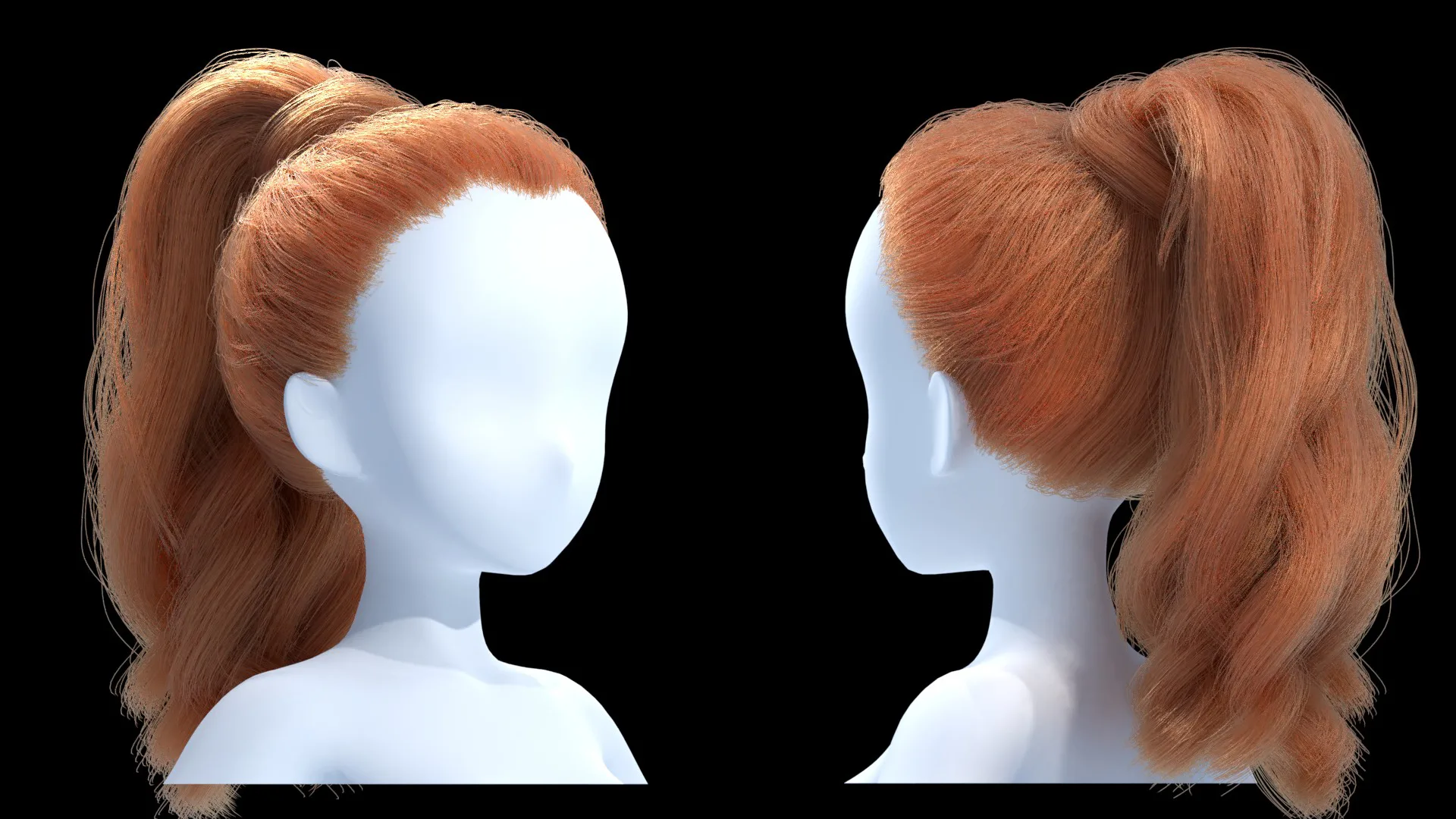 High ponytail hairstyle-blender hair particles