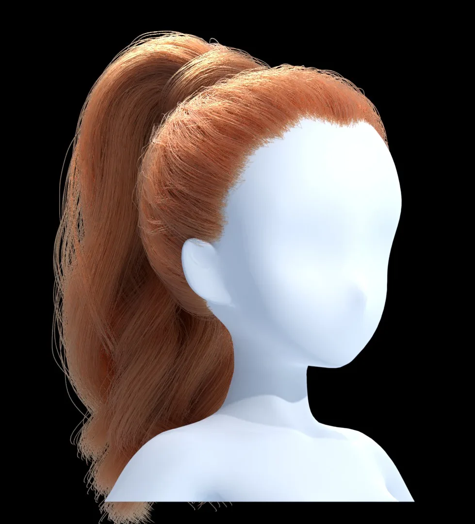 High ponytail hairstyle-blender hair particles