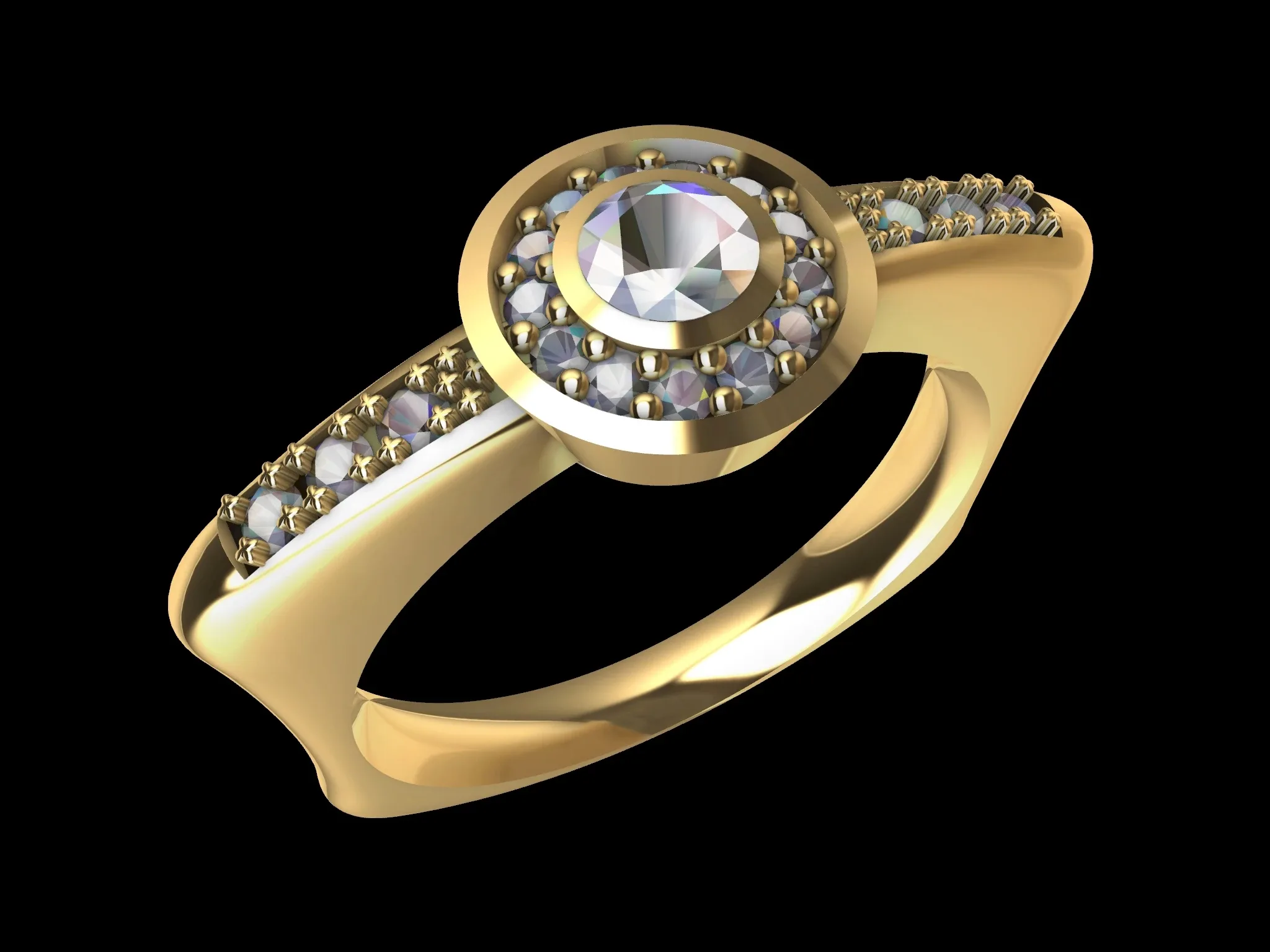 Contemporary Engagement Halo Ring