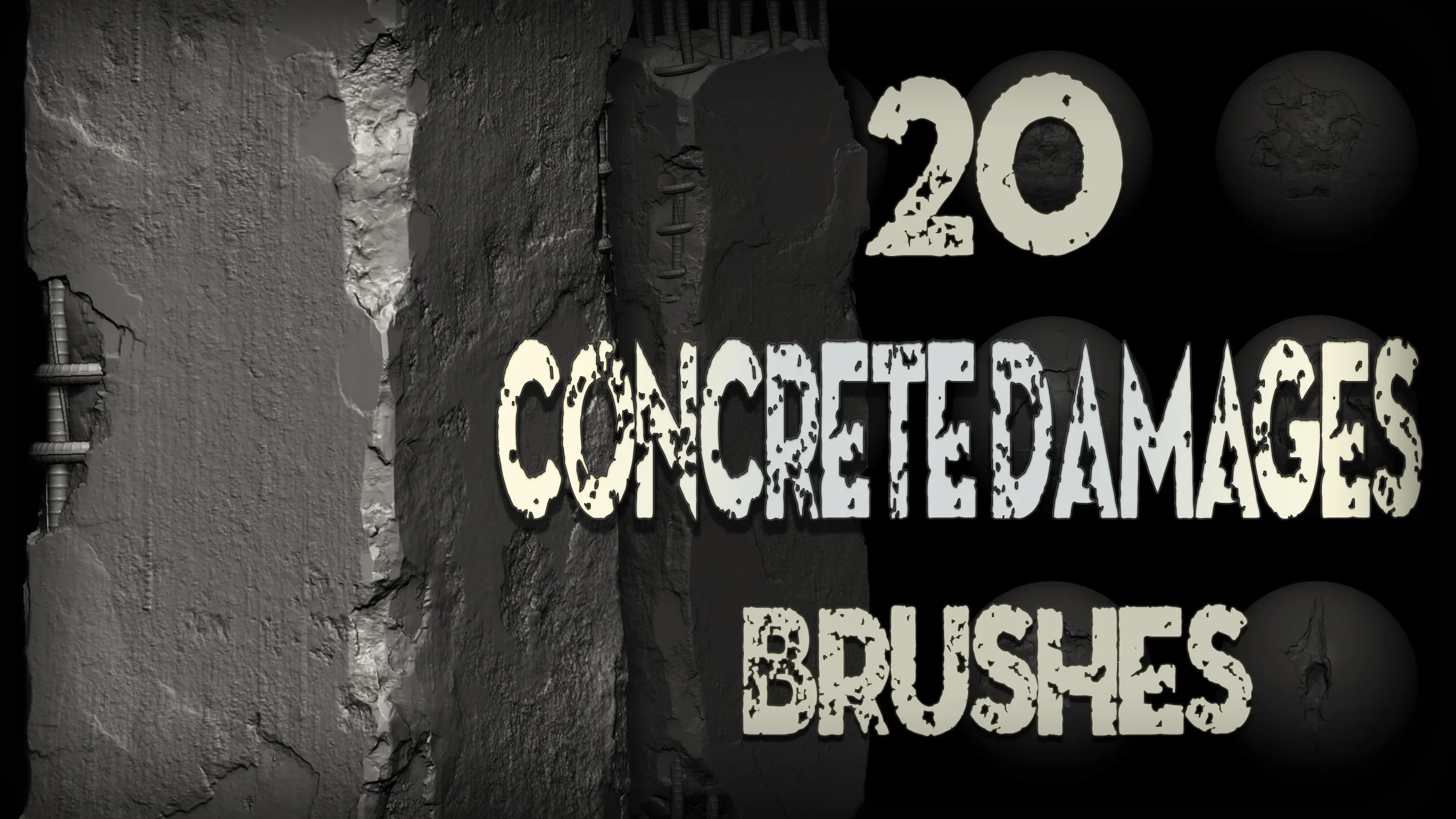 20 Concrete Cracks and Damages Brush + Alphas