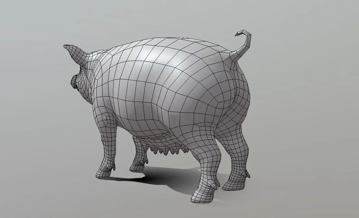 Female Pig BaseMesh - Topology + UV Map