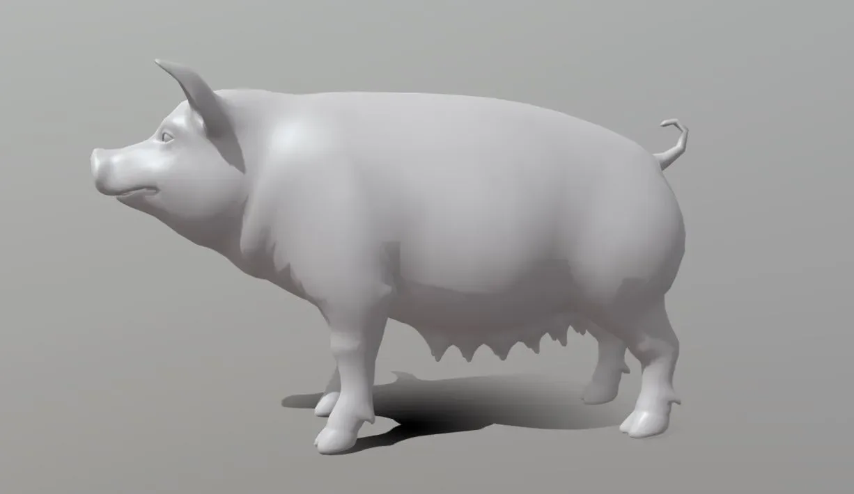 Pig Family BaseMesh - Topology + UV Map