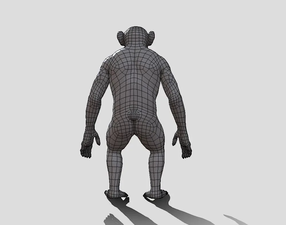 Chimpanzee BaseMesh - Topology + UV Map