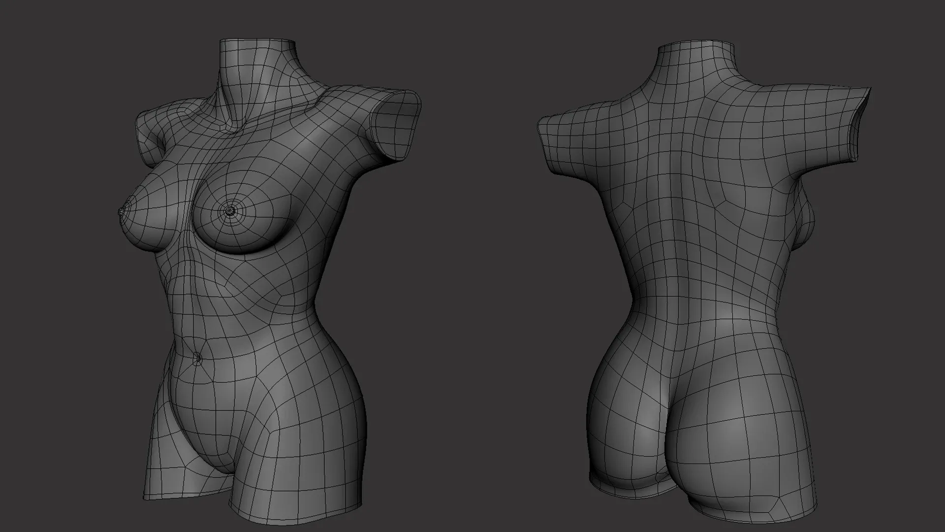 Female Torso BaseMesh - Topology + UV Map