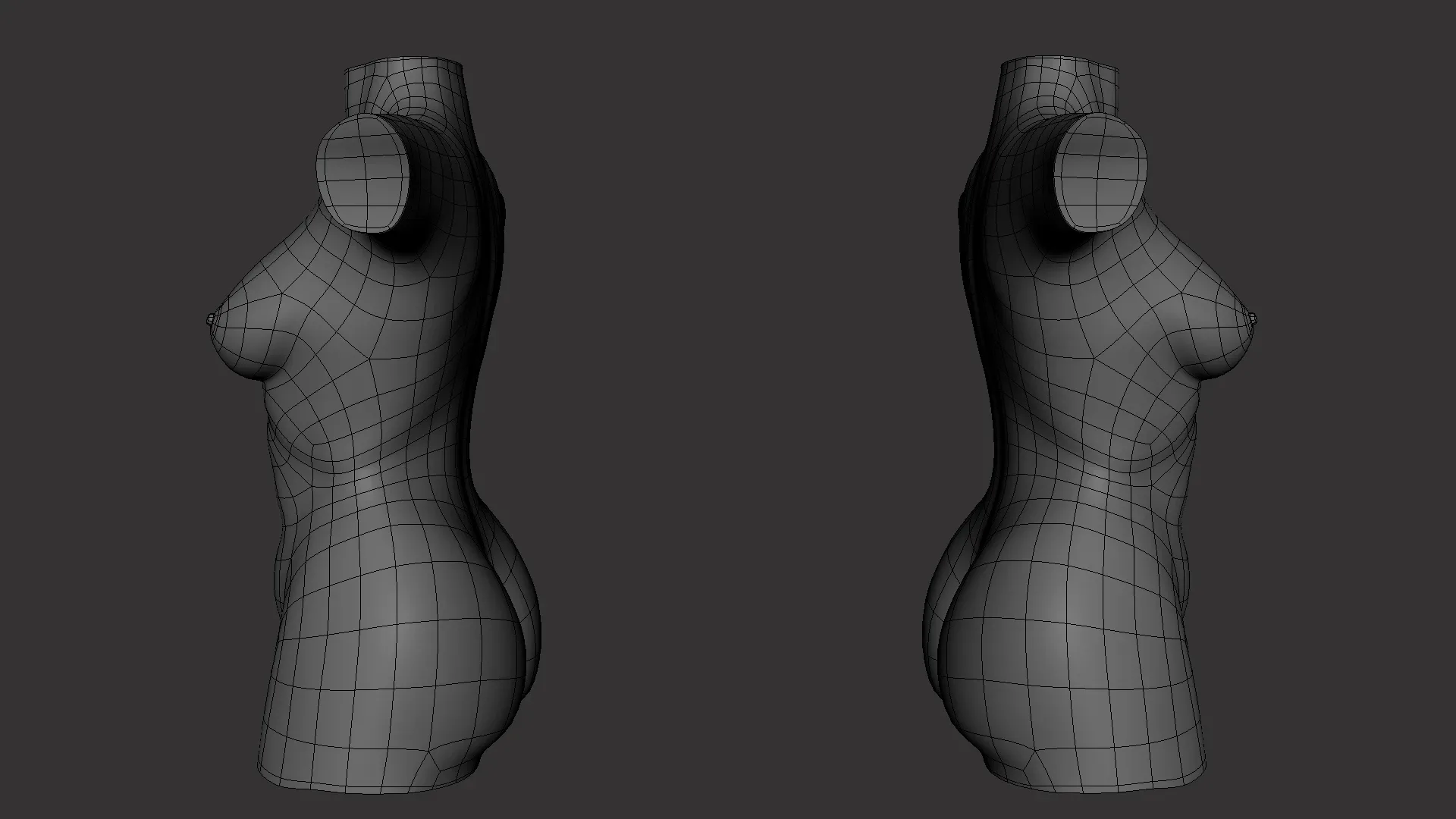 Female Torso BaseMesh - Topology + UV Map