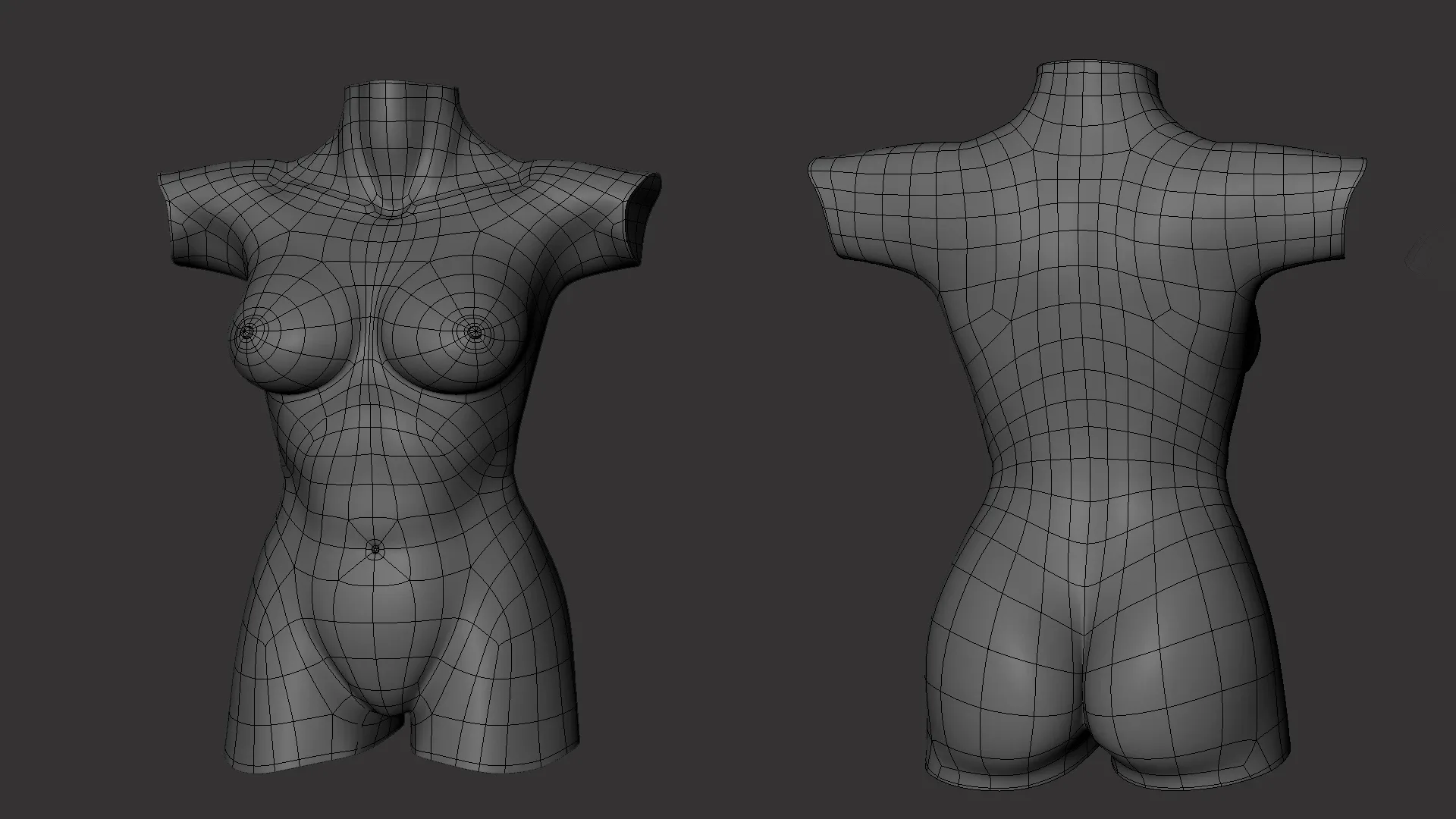 Female Torso BaseMesh - Topology + UV Map