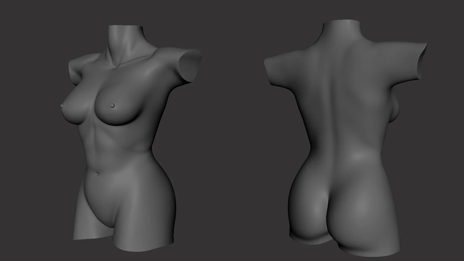 Female Torso BaseMesh - Topology + UV Map