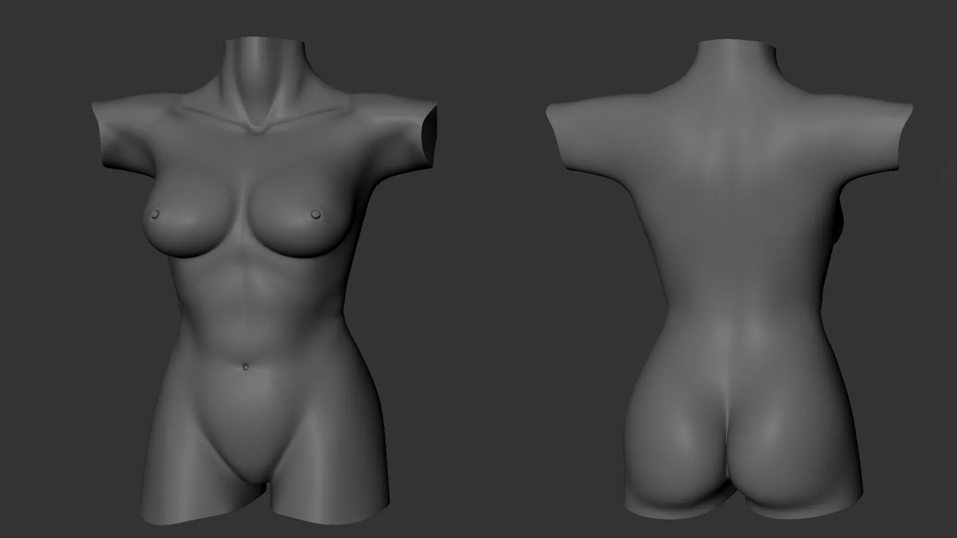 Female Torso BaseMesh - Topology + UV Map