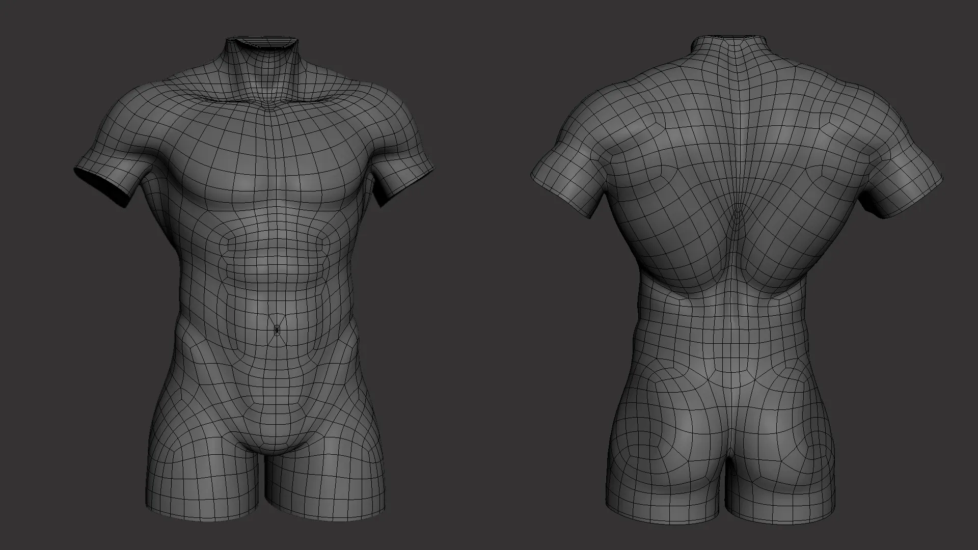 Male Torso BaseMesh - Topology + UV Map