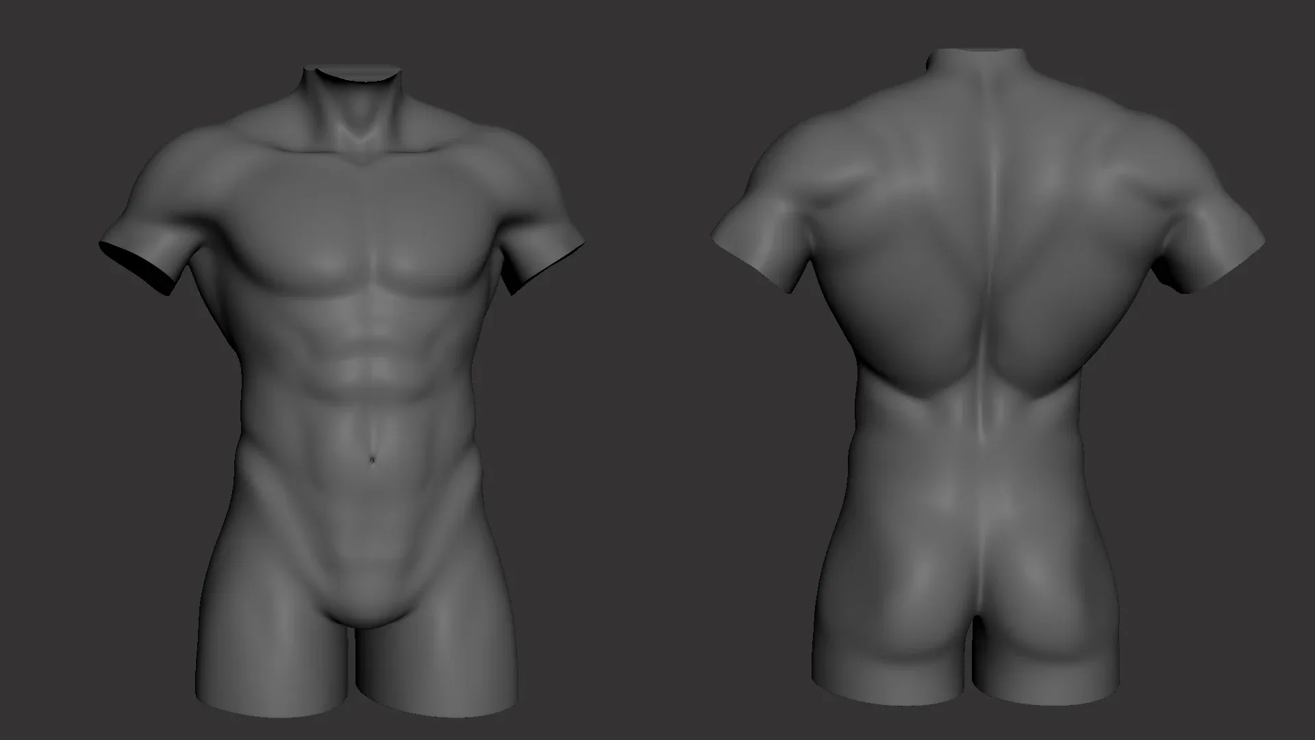 Male Torso BaseMesh - Topology + UV Map