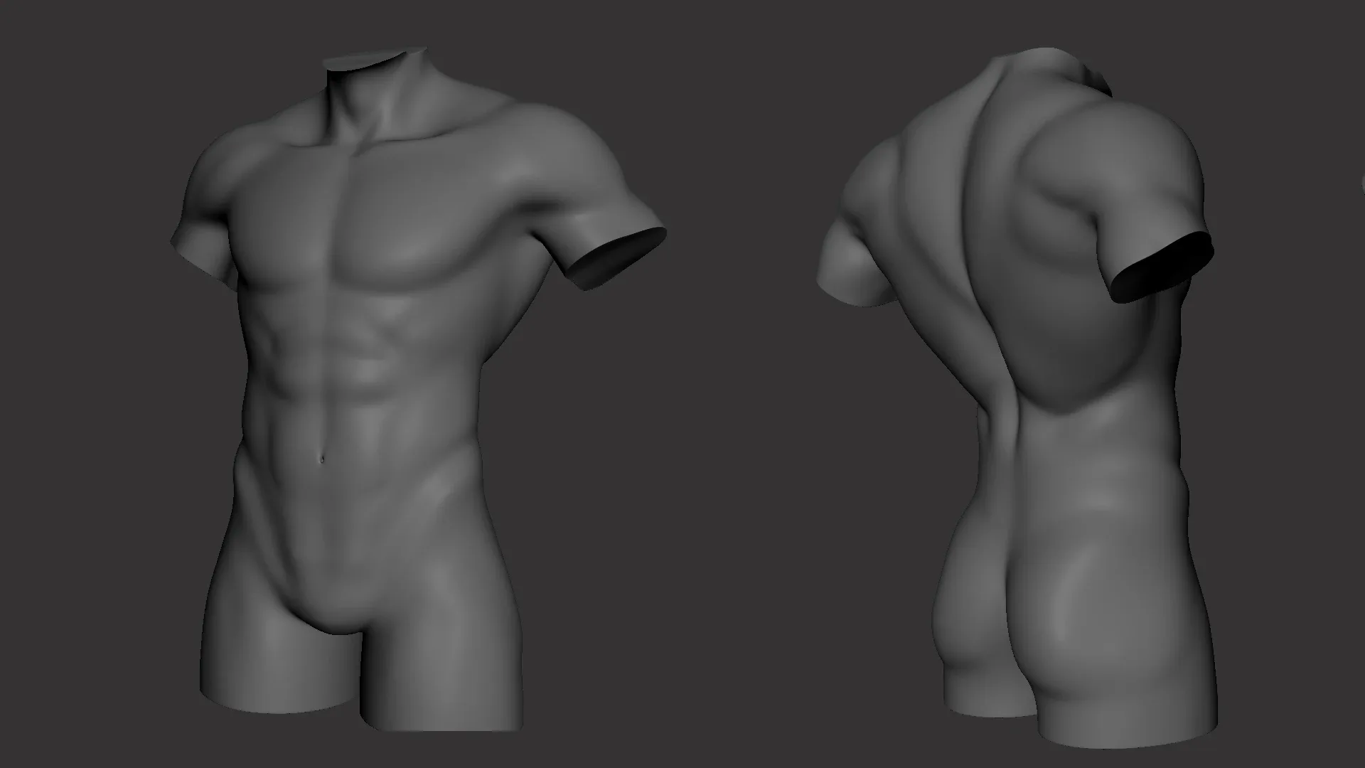 Male Torso BaseMesh - Topology + UV Map