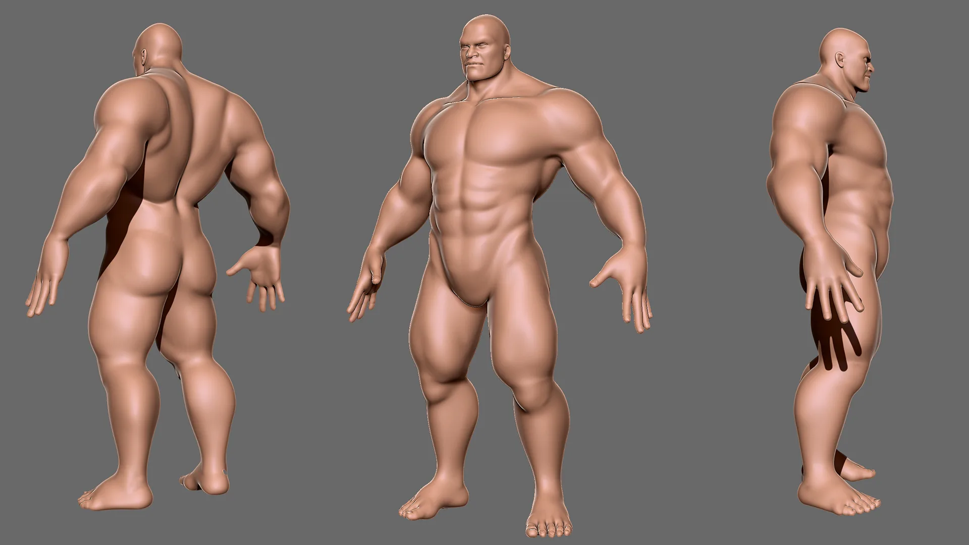 Muscular Male  BaseMesh - Topology + UV Map