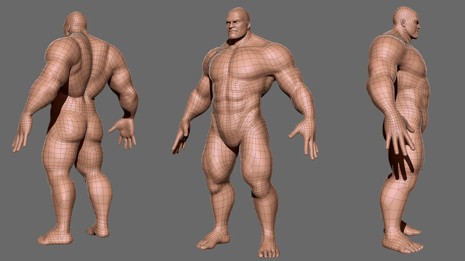 Muscular Male  BaseMesh - Topology + UV Map