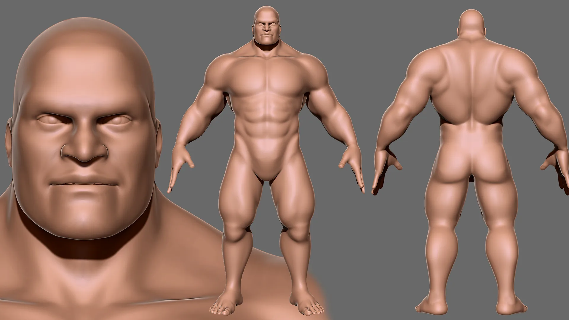 Muscular Male  BaseMesh - Topology + UV Map